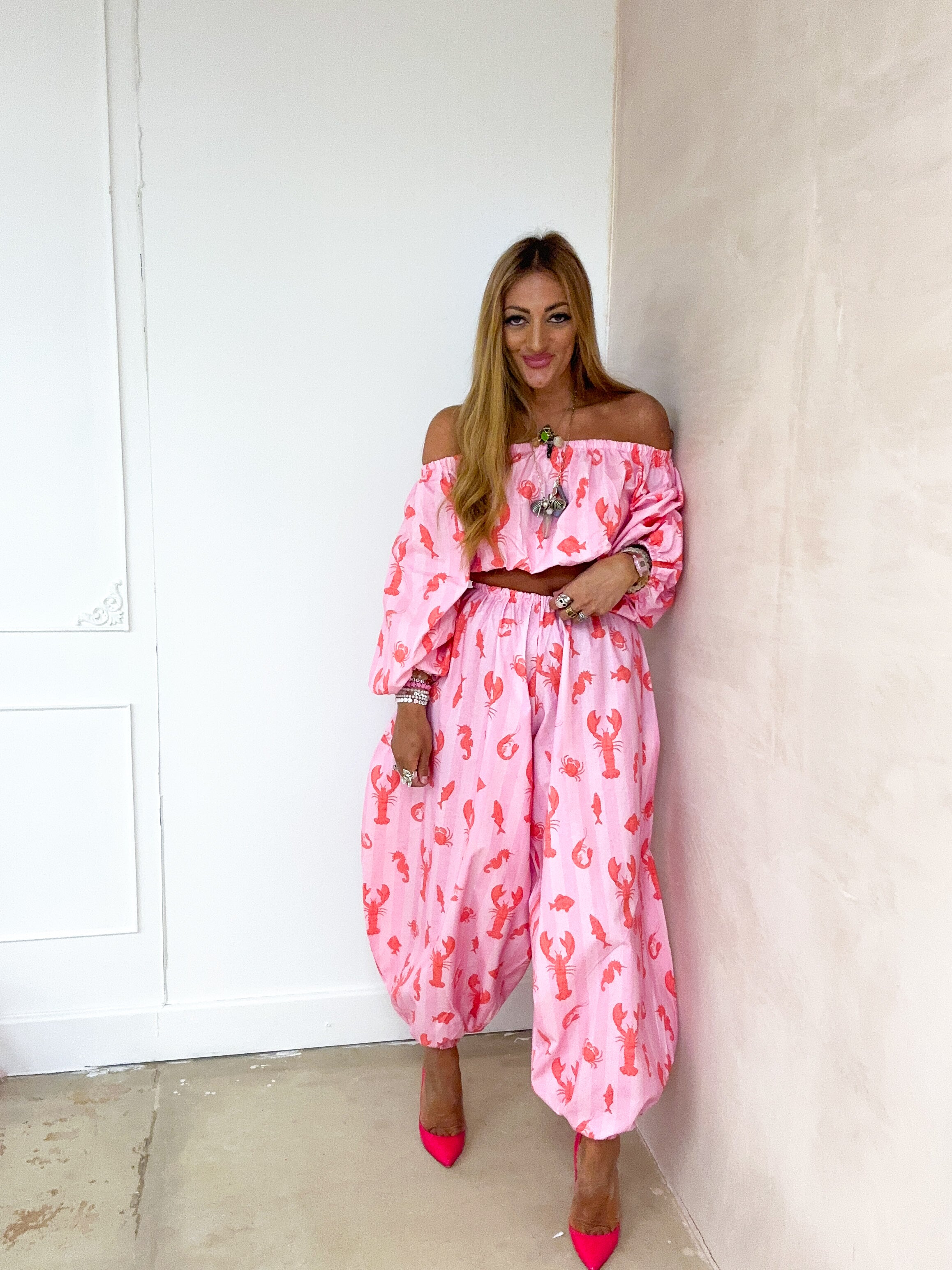 The Phoebe Balloon Trousers In Lobster Print