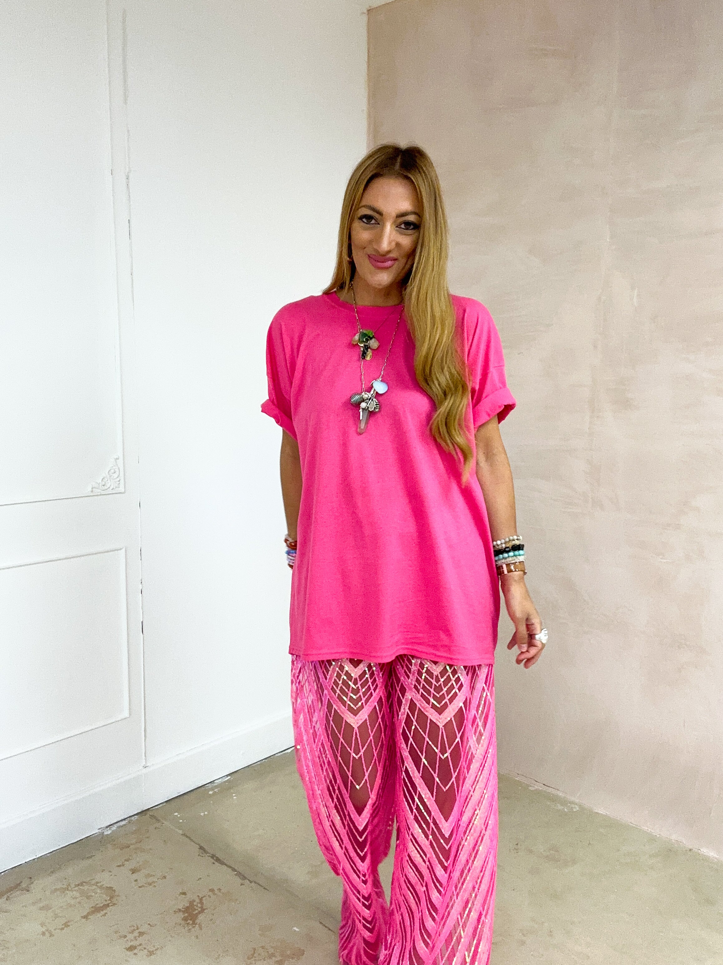 Oversized Basic T-Shirt In Pink