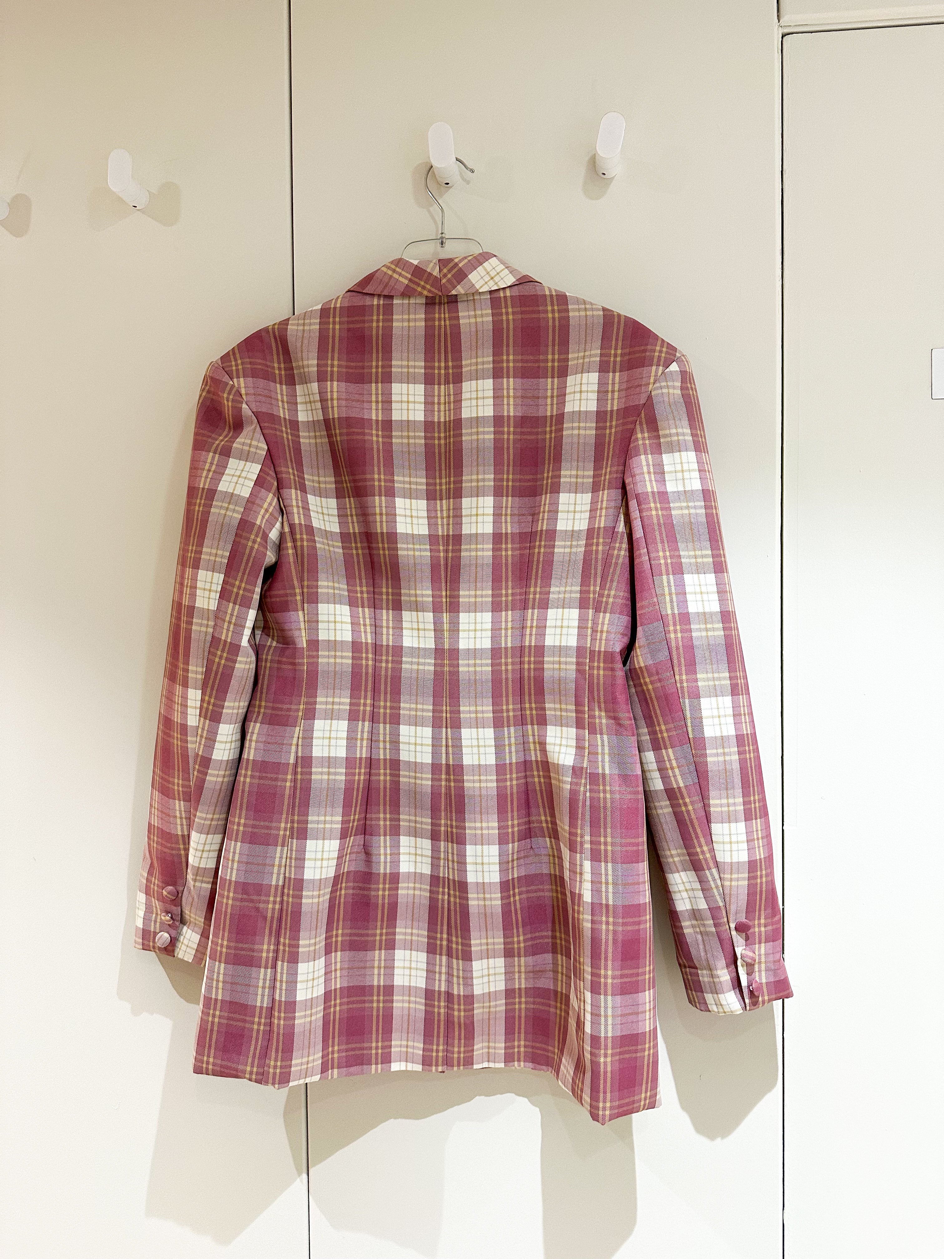 Tartan Check Blazer In Pink