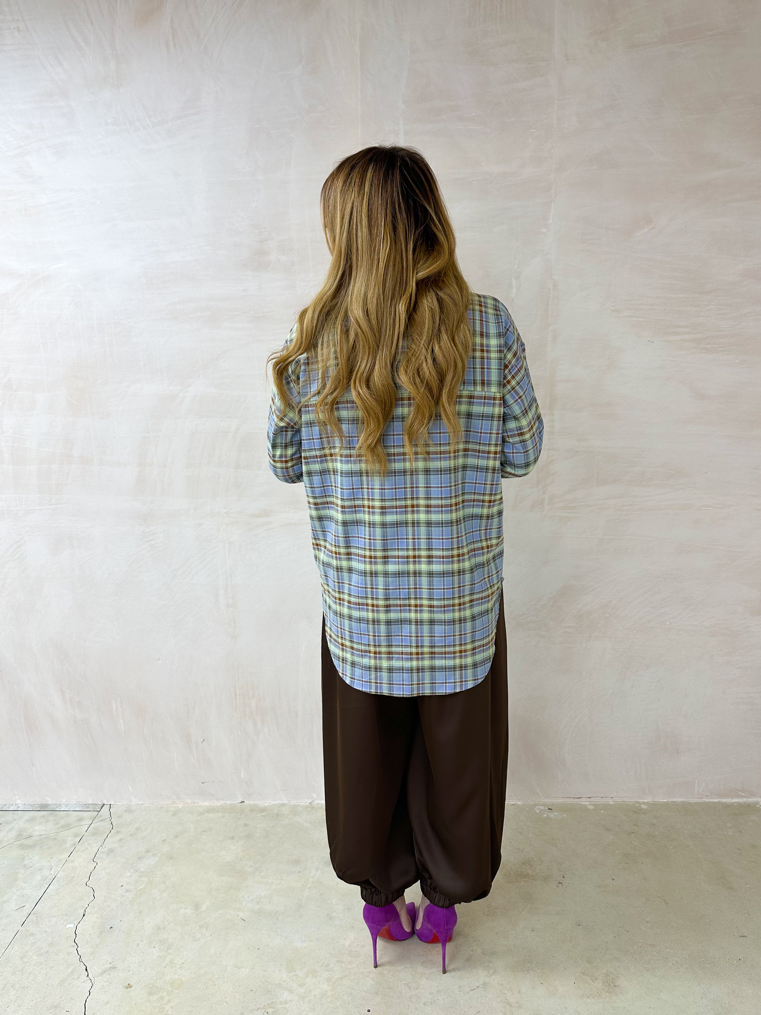 Relaxed Fit Tie Detail Shirt In Multi Tartan