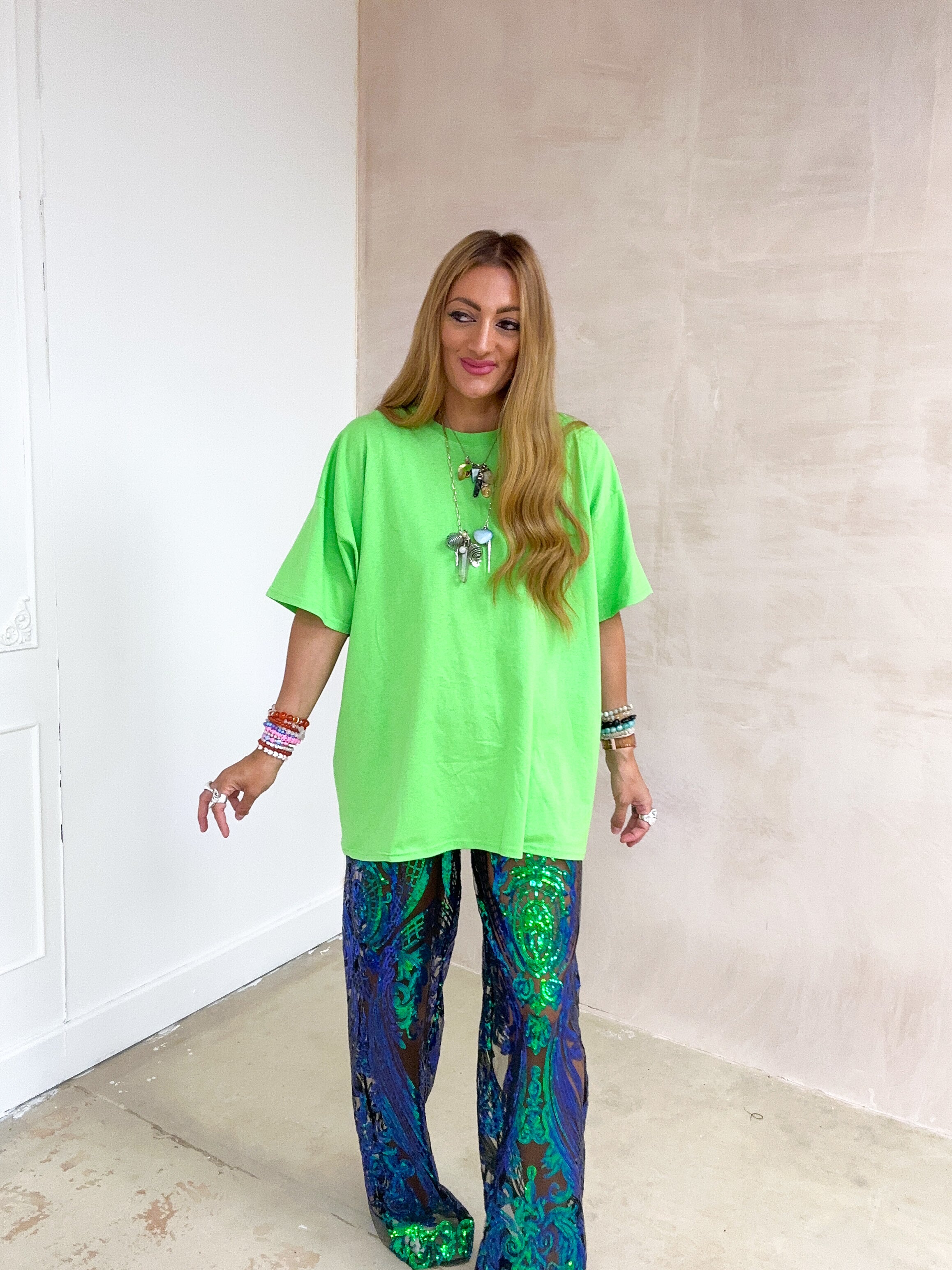 Oversized Basic T-Shirt In Neon Green