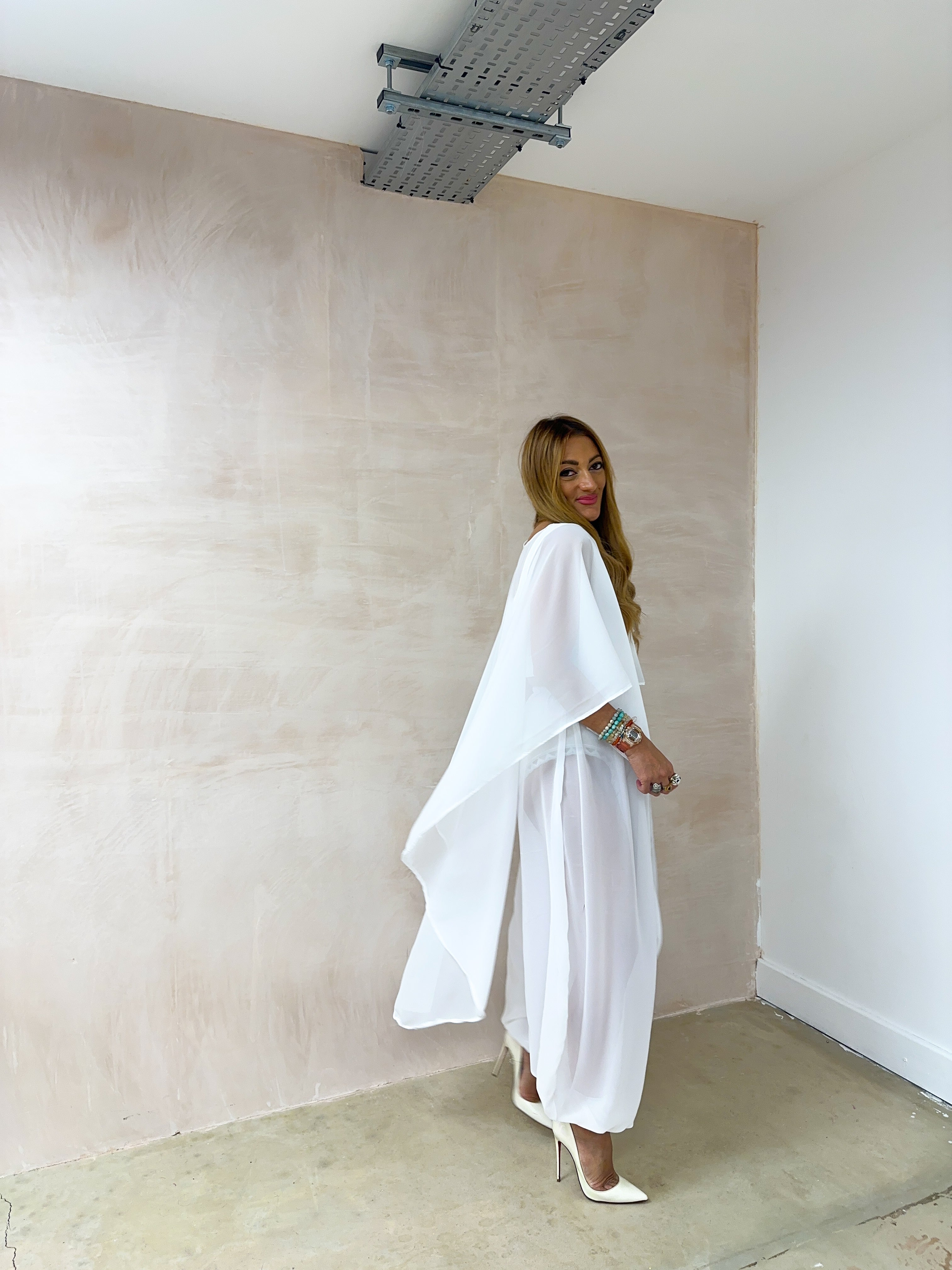The Jasmine Chiffon Cape Top In White