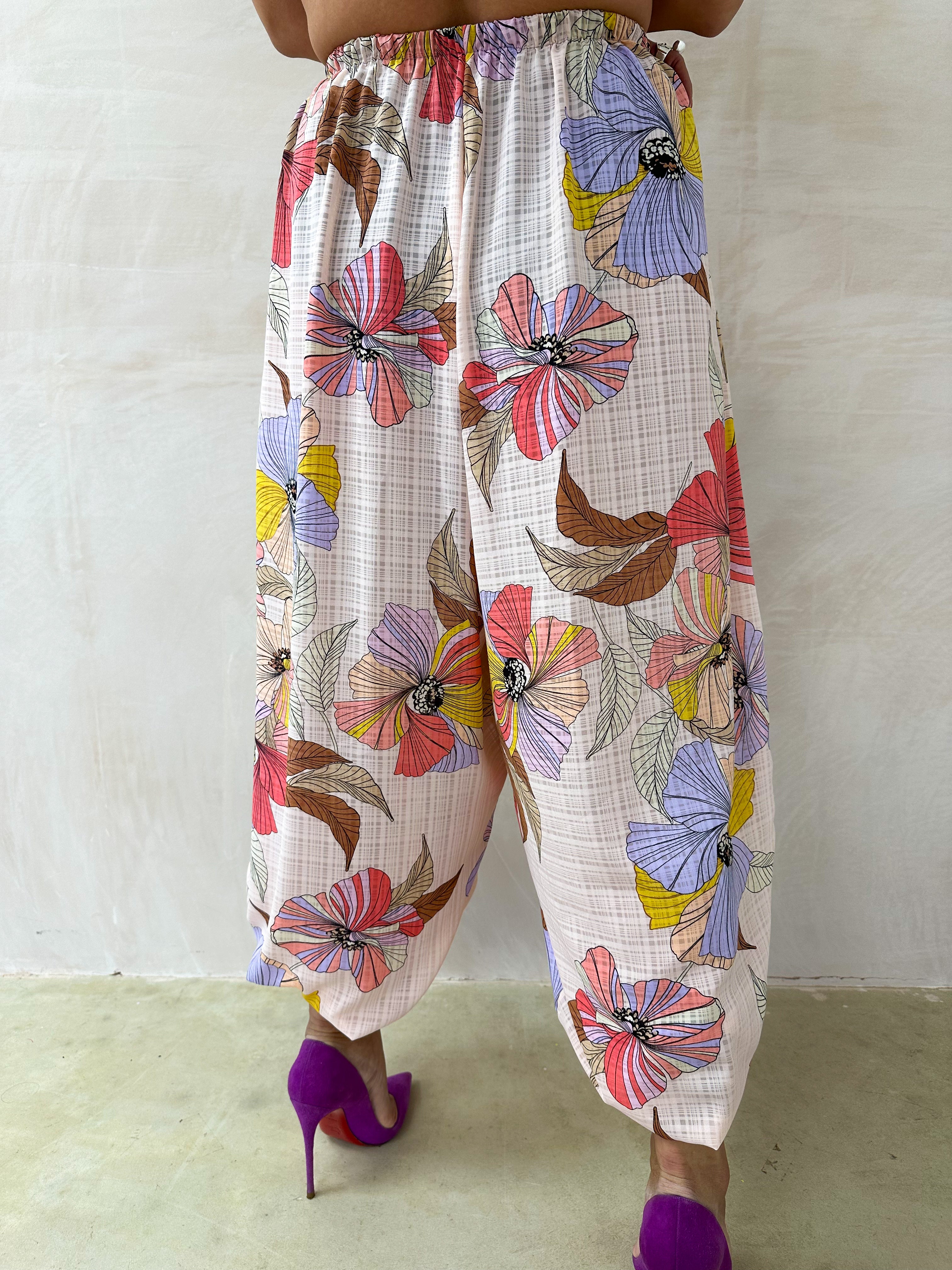 The Jasmine Aladdin Trousers In Abstract Floral Print