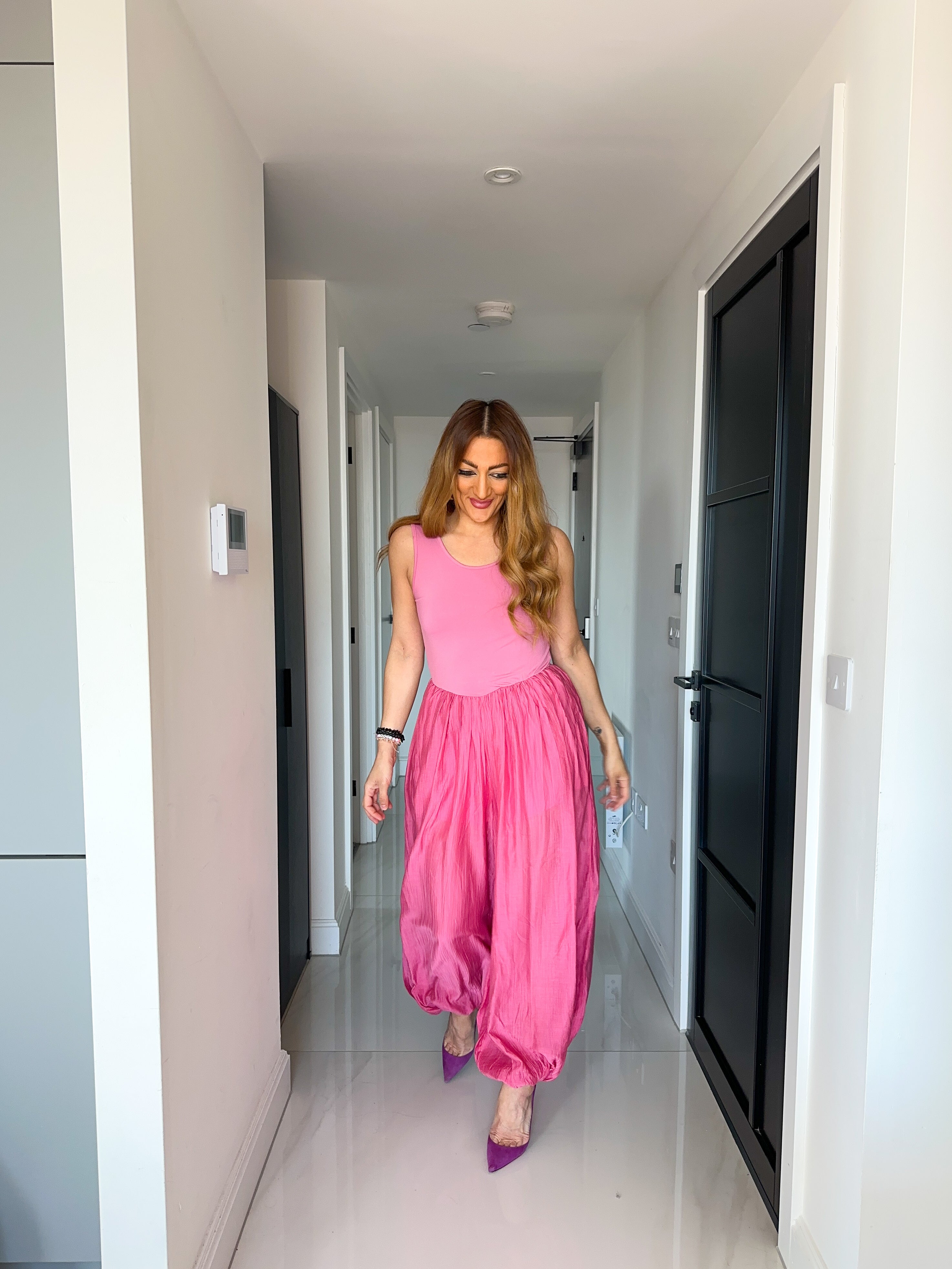 Aladdin Style Jumpsuit In Hot pink