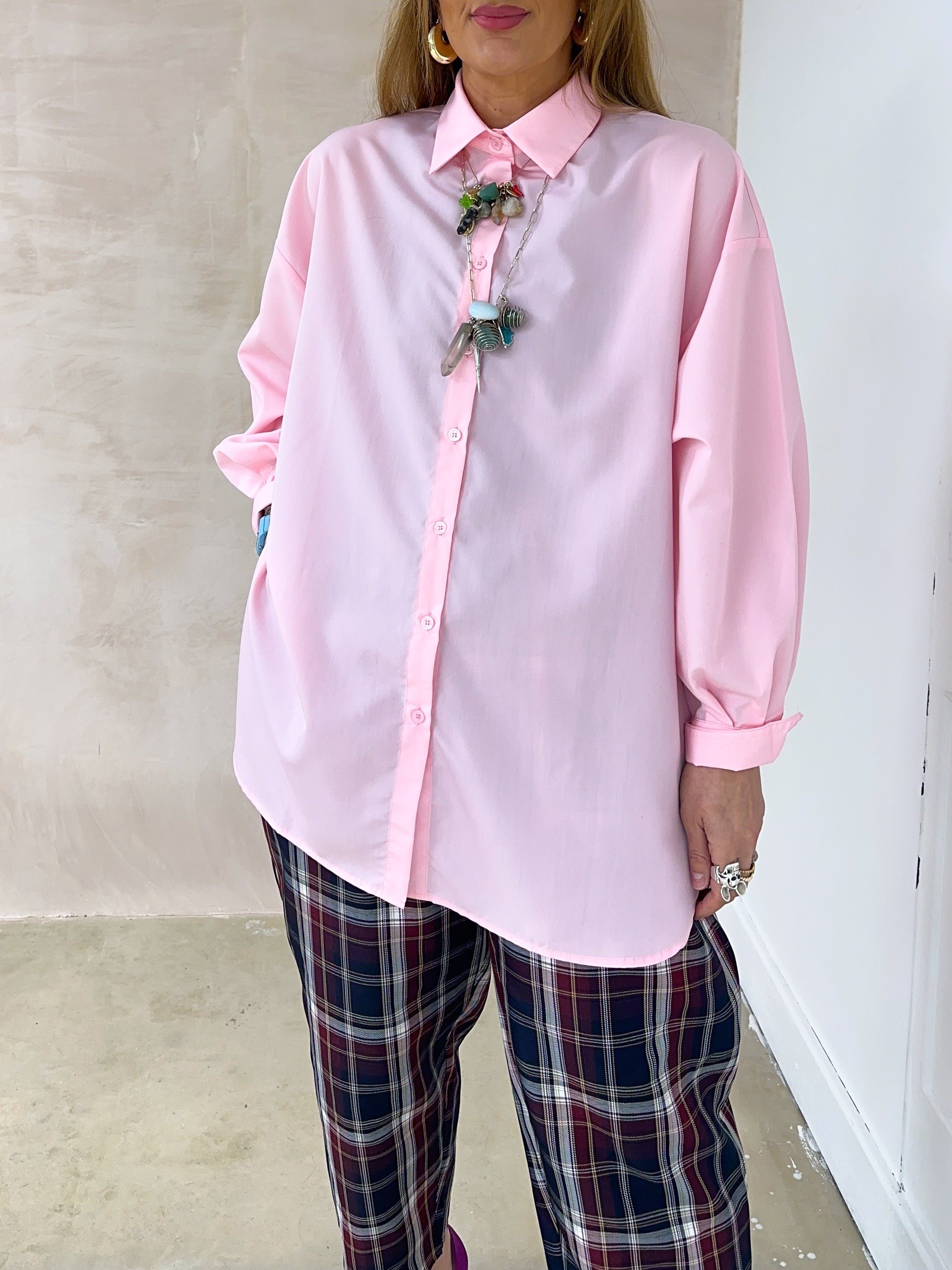Oversized Relaxed Fit Shirt In Baby Pink