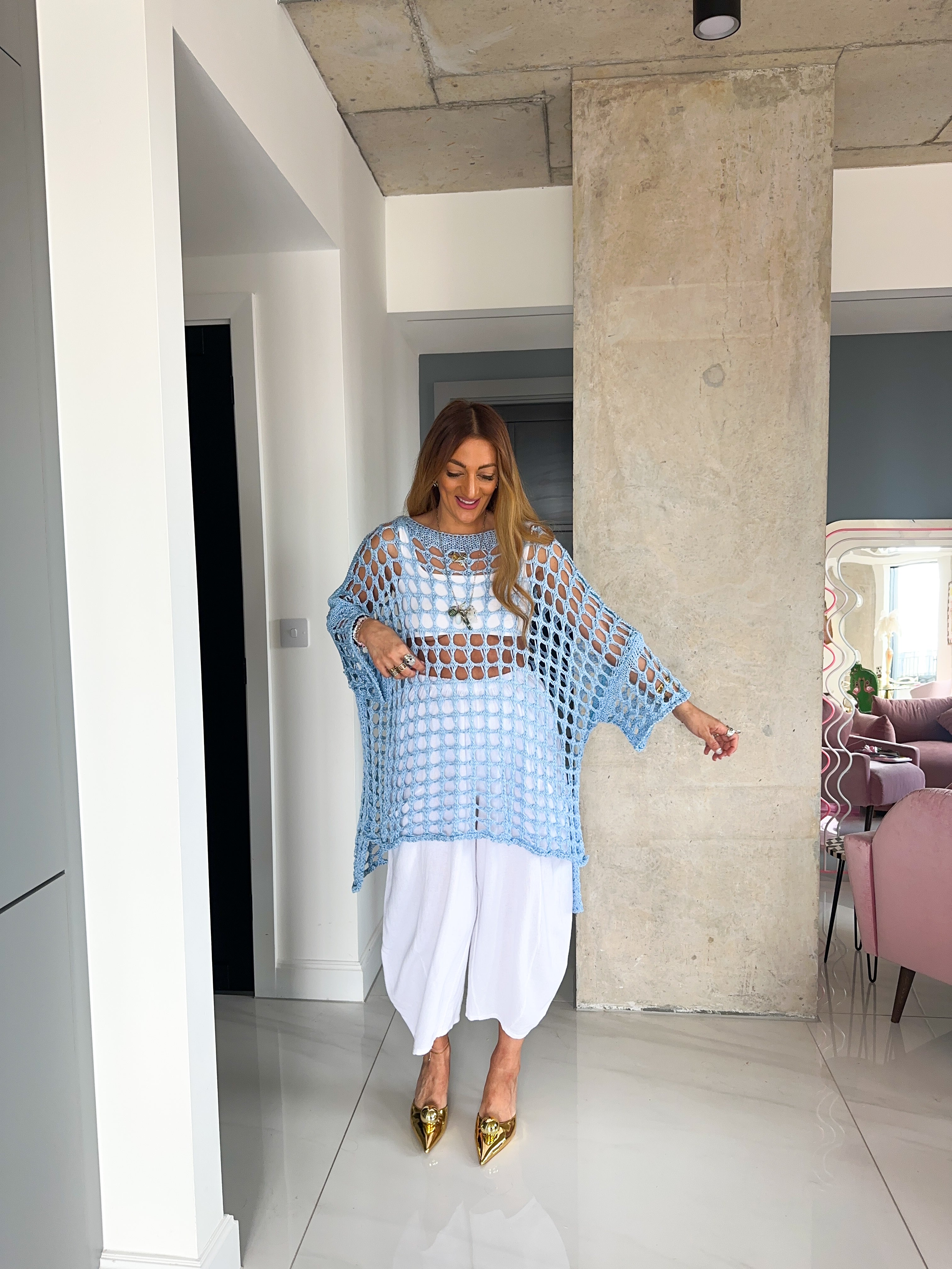 Linen Balloon Style Trousers In White