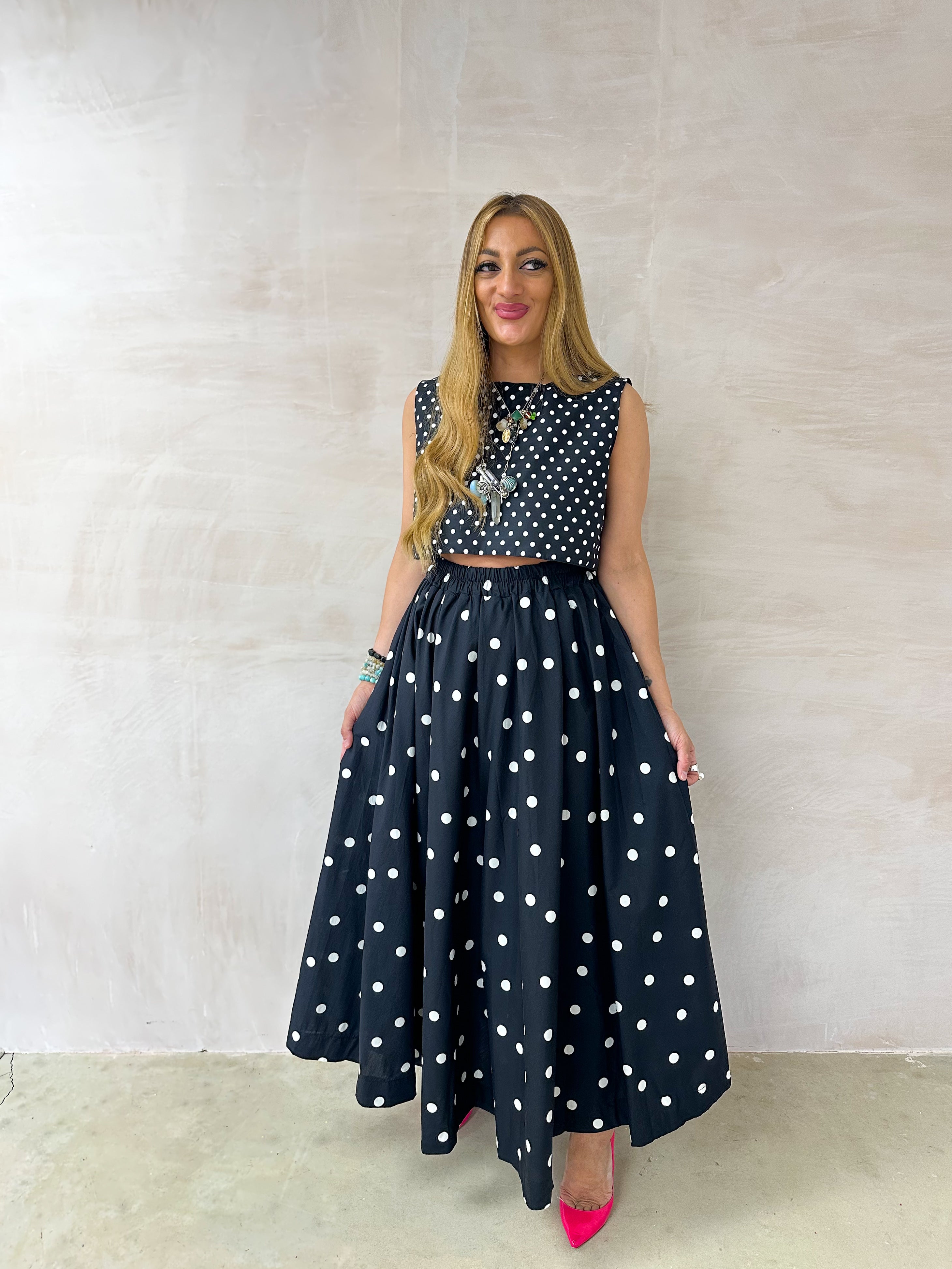 Polka Dot Vest In Black And White