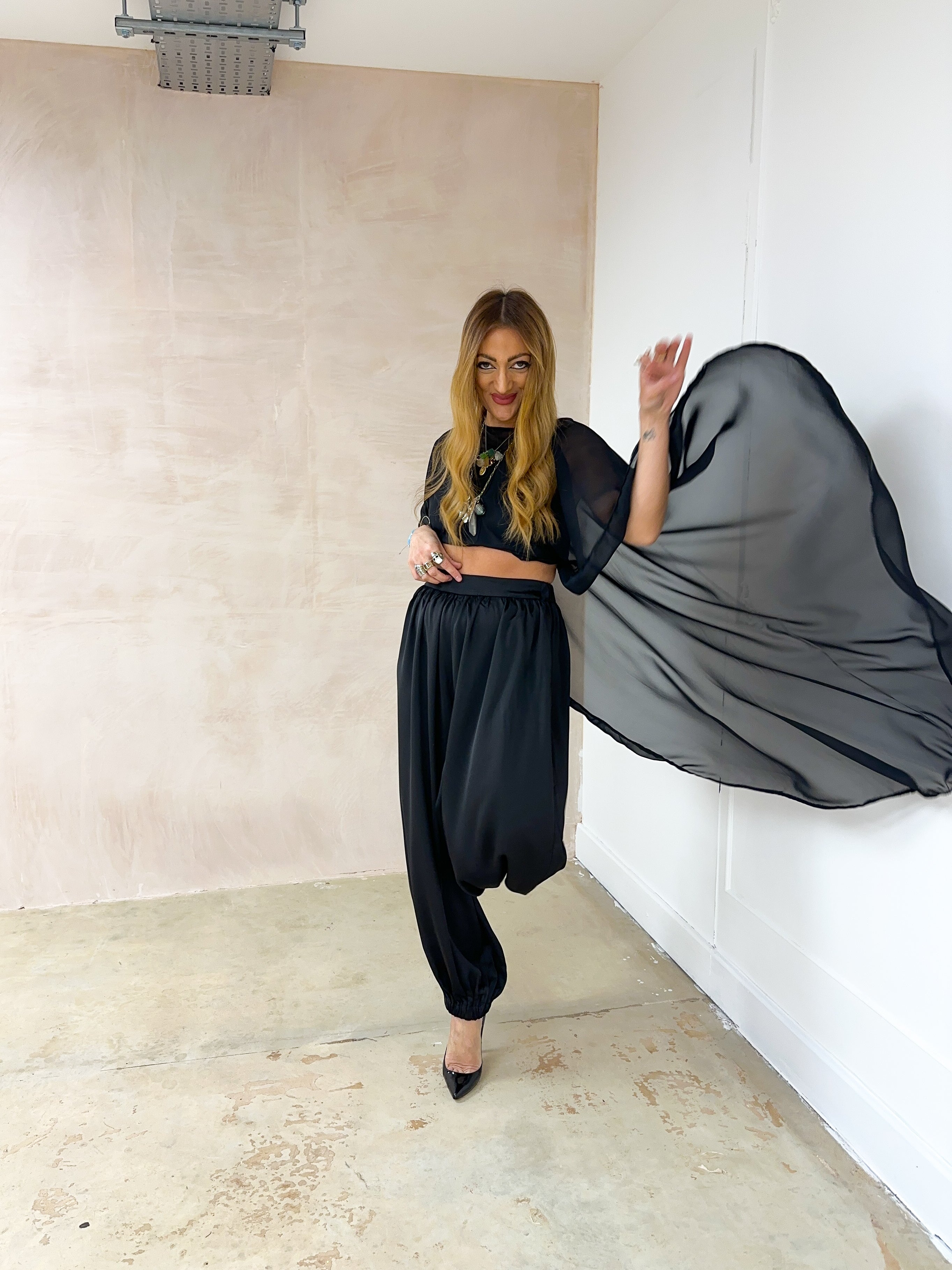 Aladdin Balloon Trousers In Black Satin