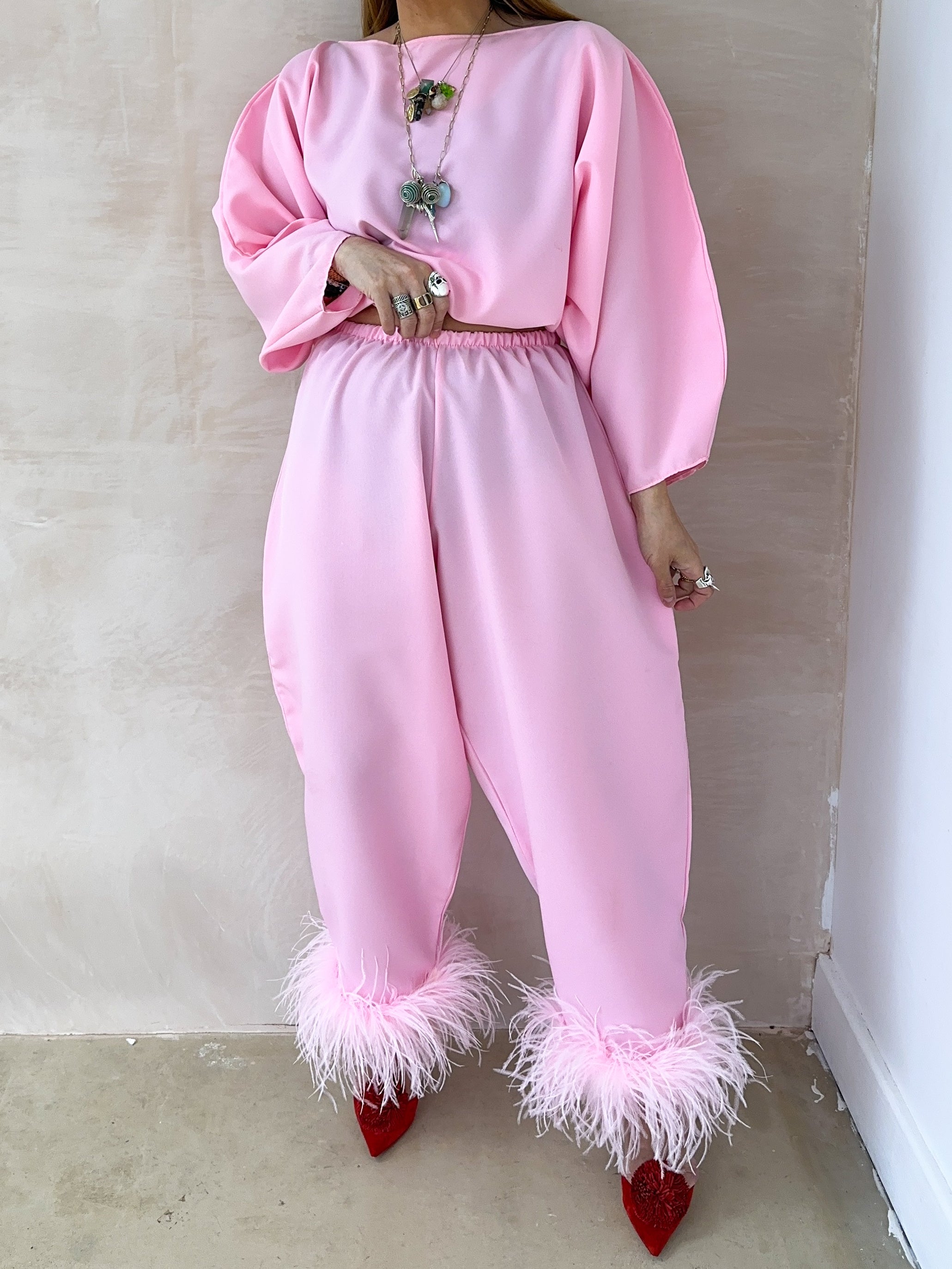 Balloon Sleeve Top In Baby Pink