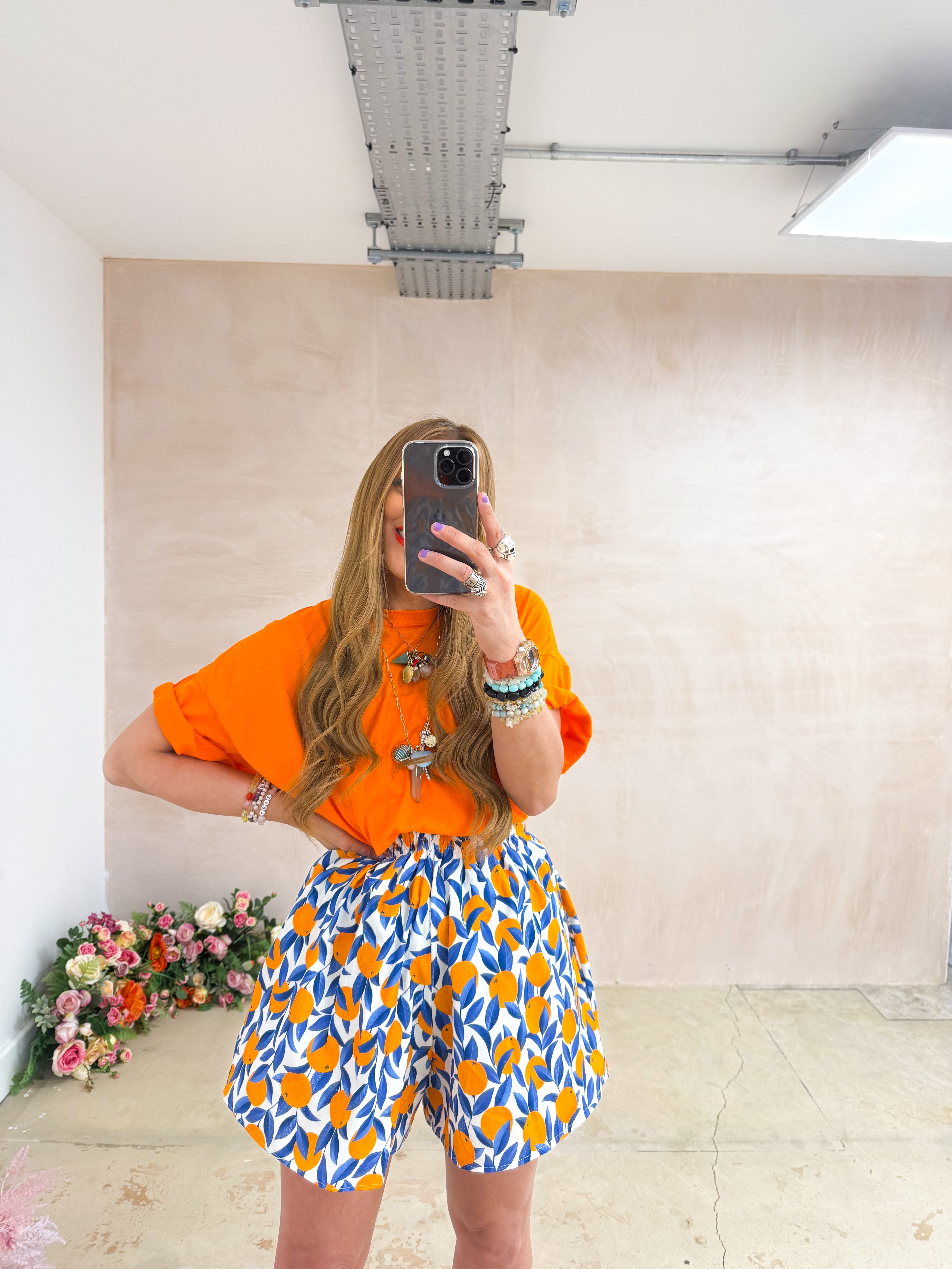 The Sicilia Runner Shorts In Scattered Orange Print