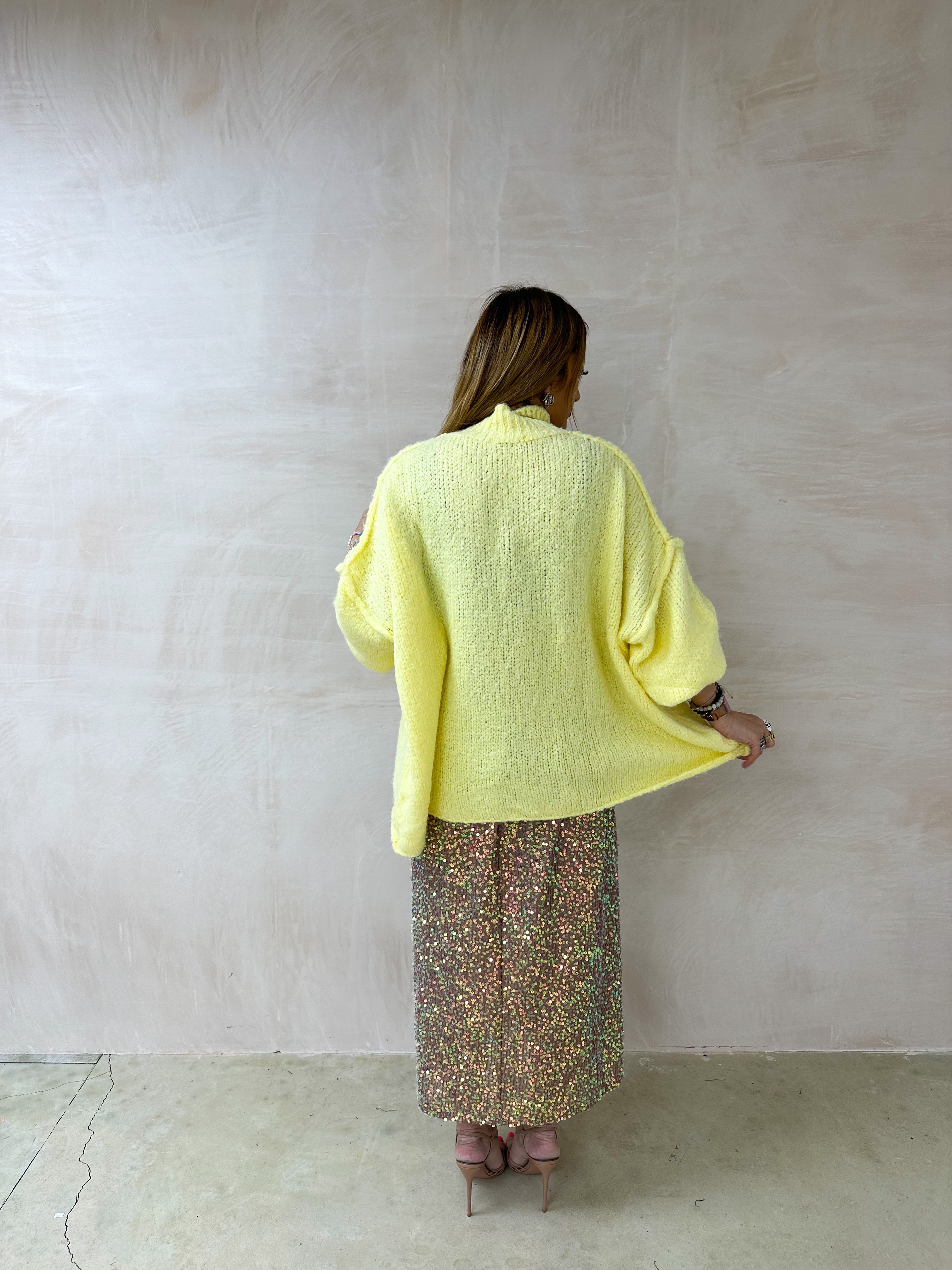 Chunky Knit Oversized Jumper In Yellow