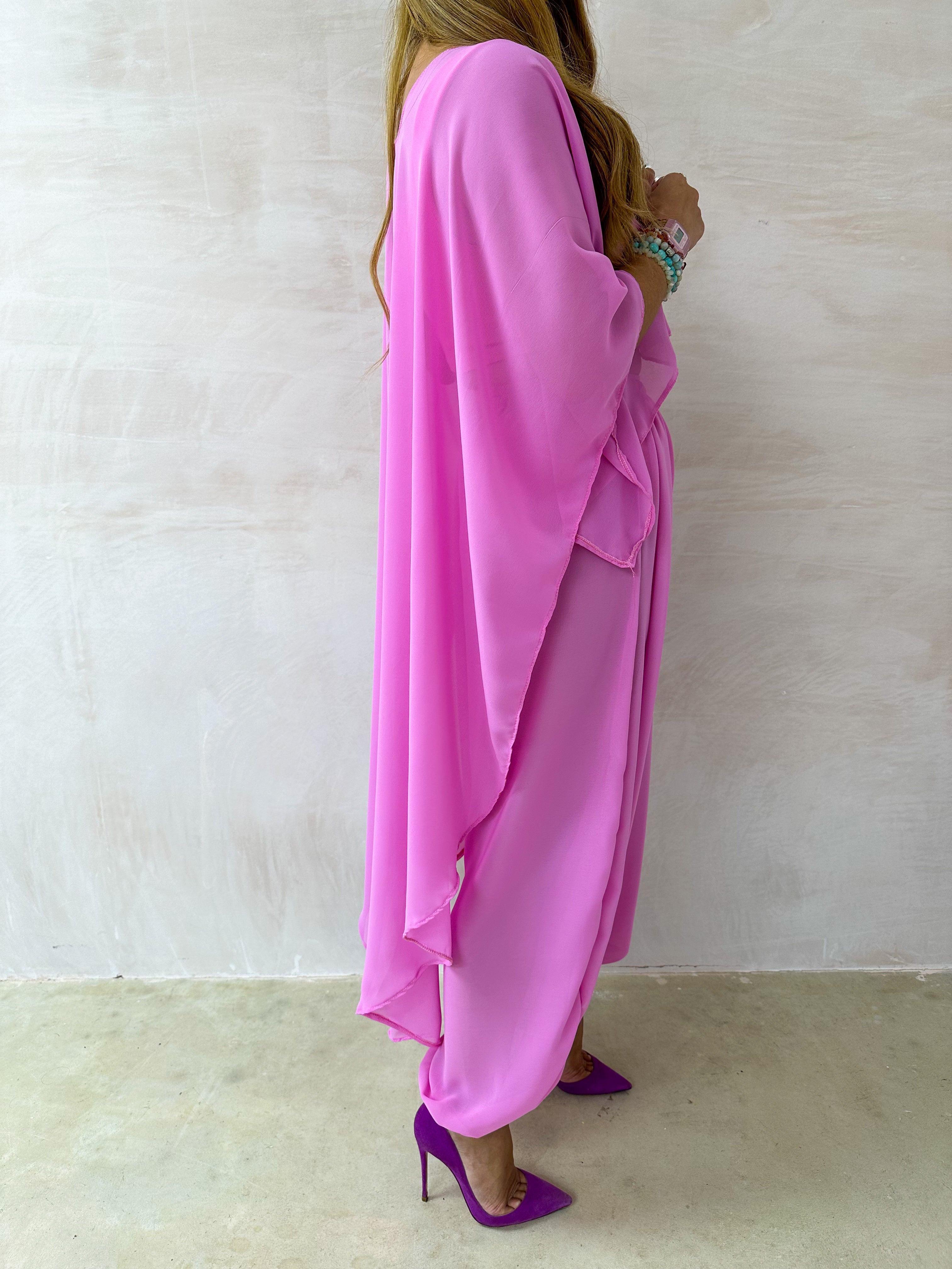 The Jasmine Chiffon Cape Top In Pink