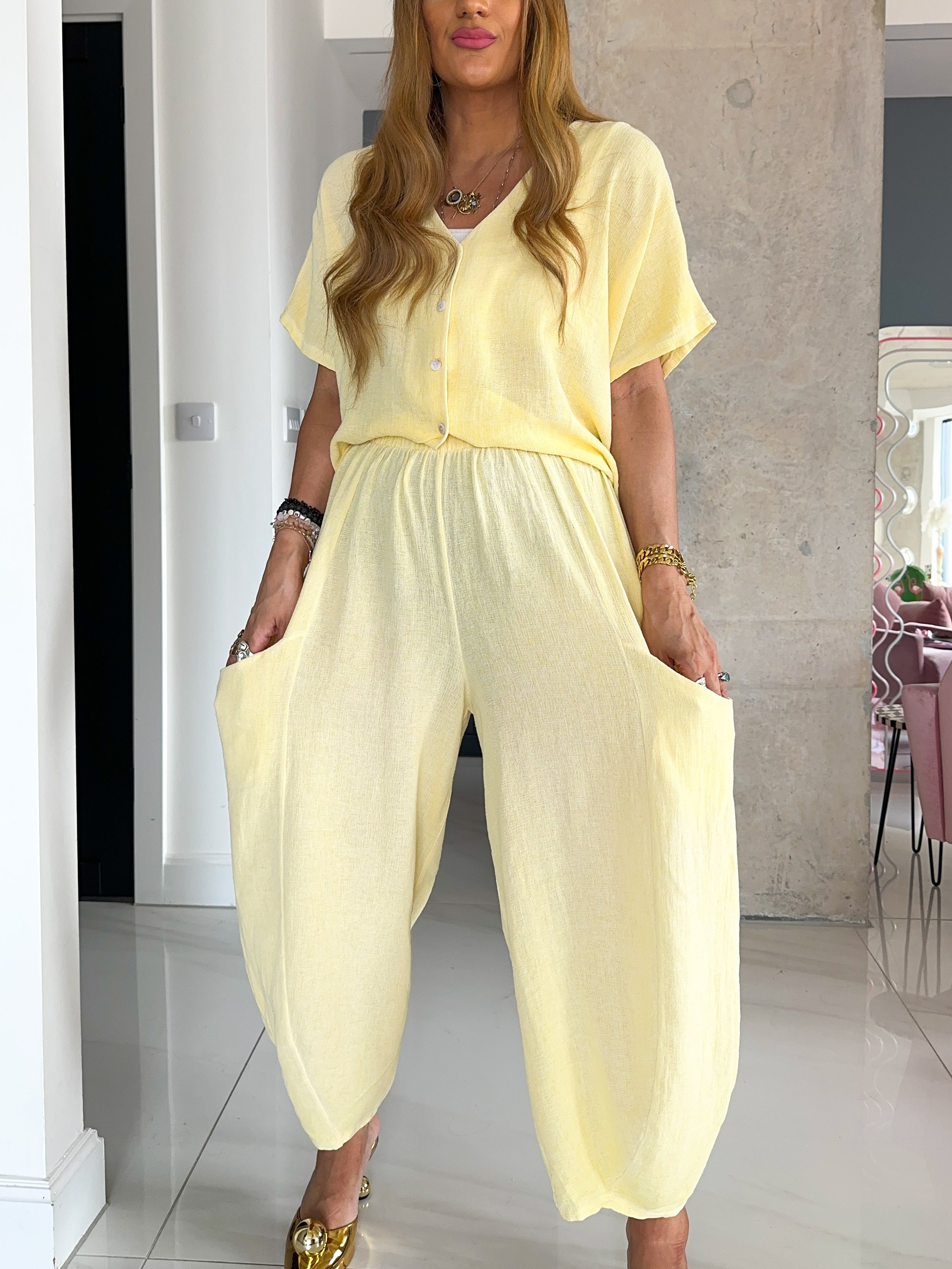 Button Up Top In Candy Yellow