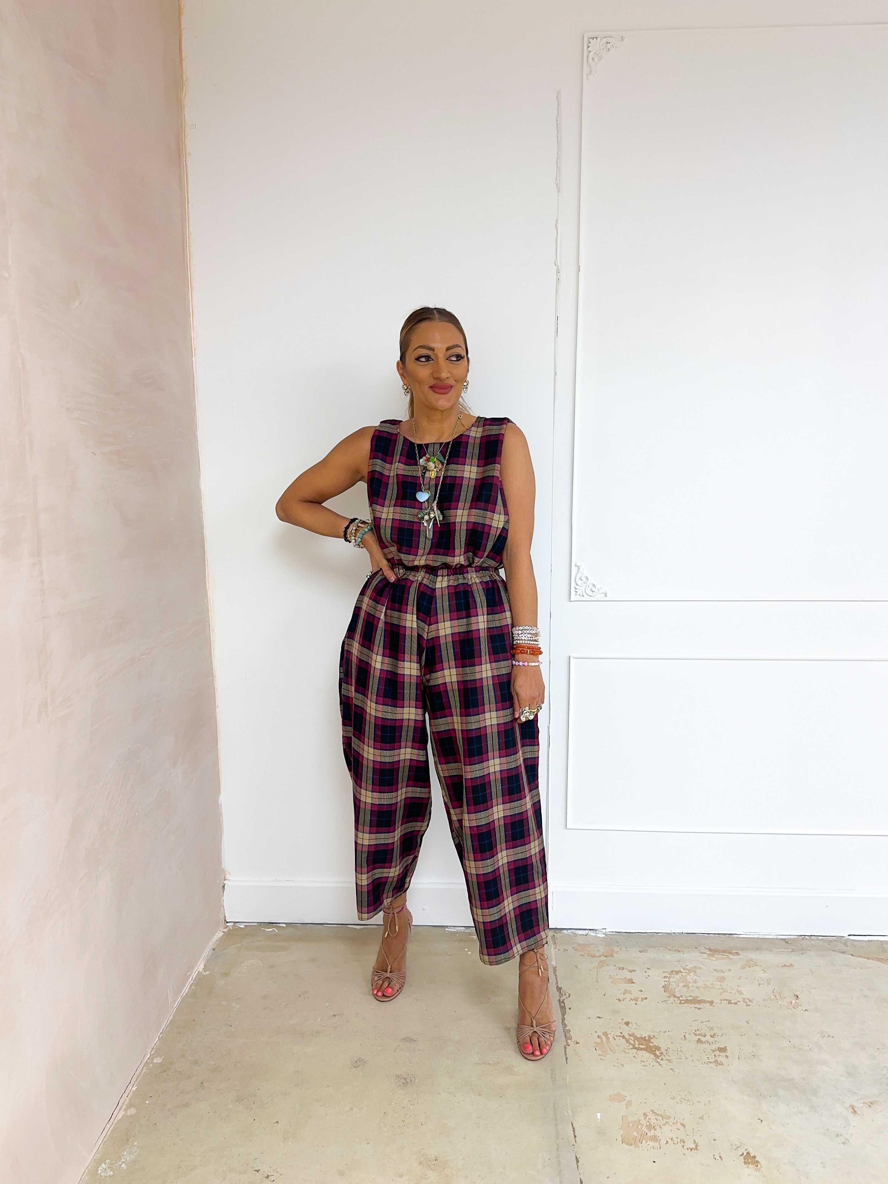 Muse Belted Top/Dress In Purple Tartan