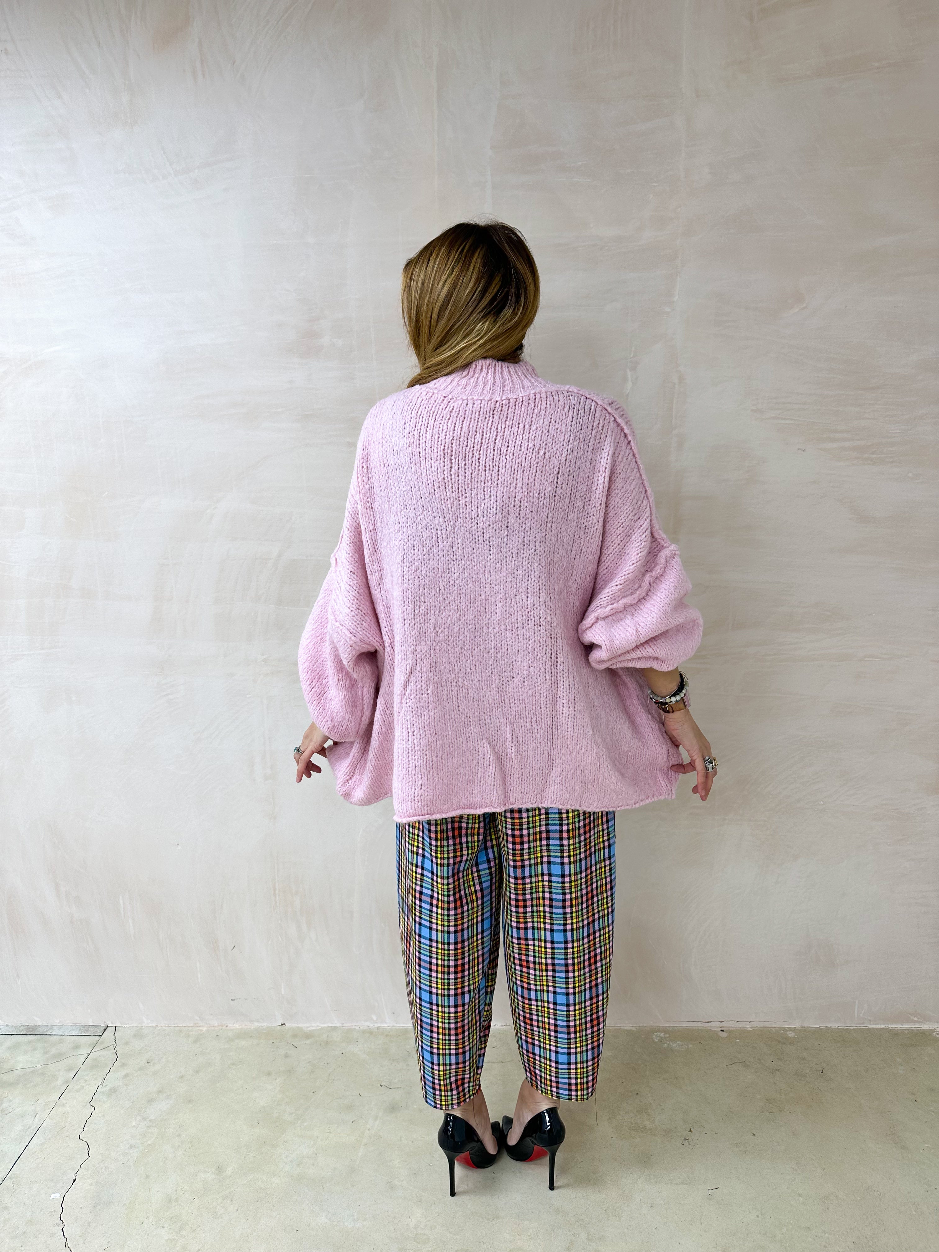 Chunky Knit Oversized Jumper In Pink