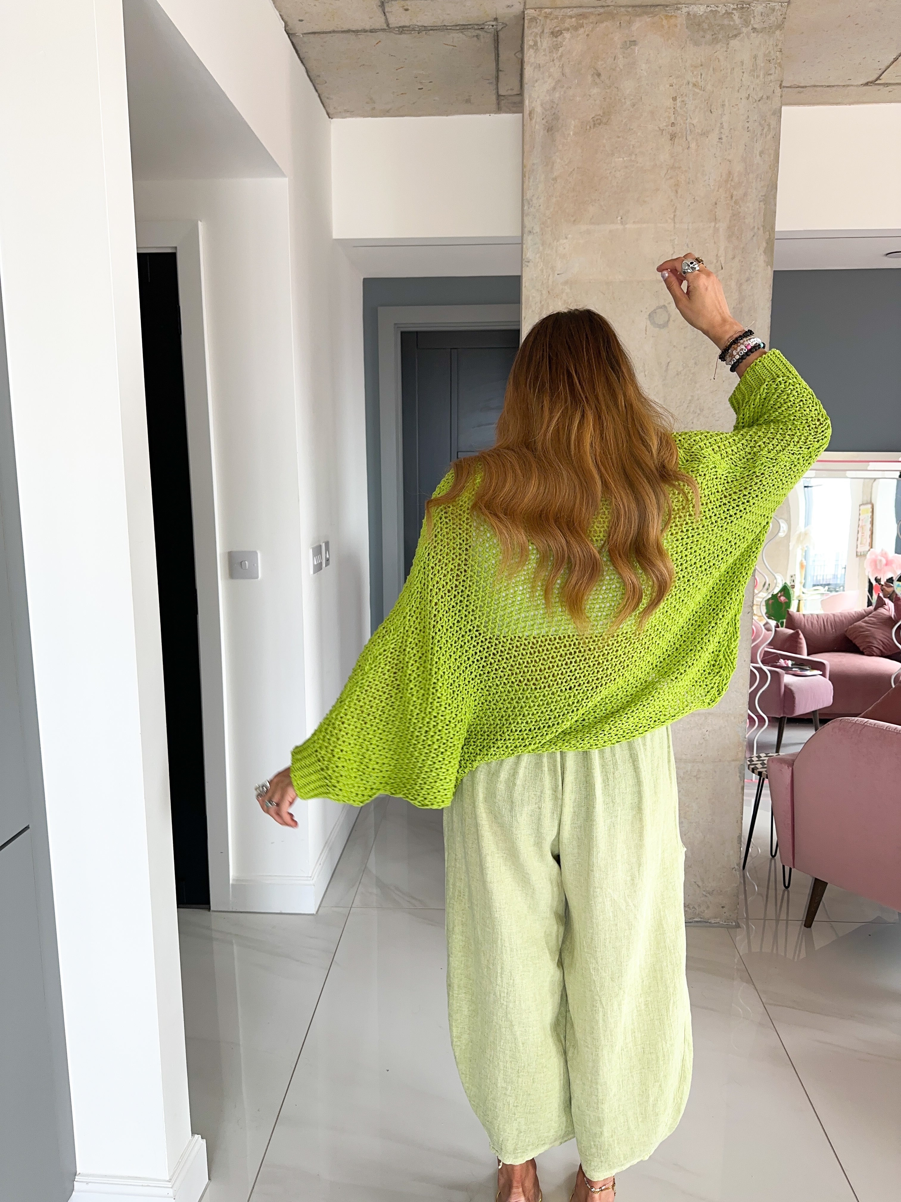 Loop Knit Knot Front Jumper In Green