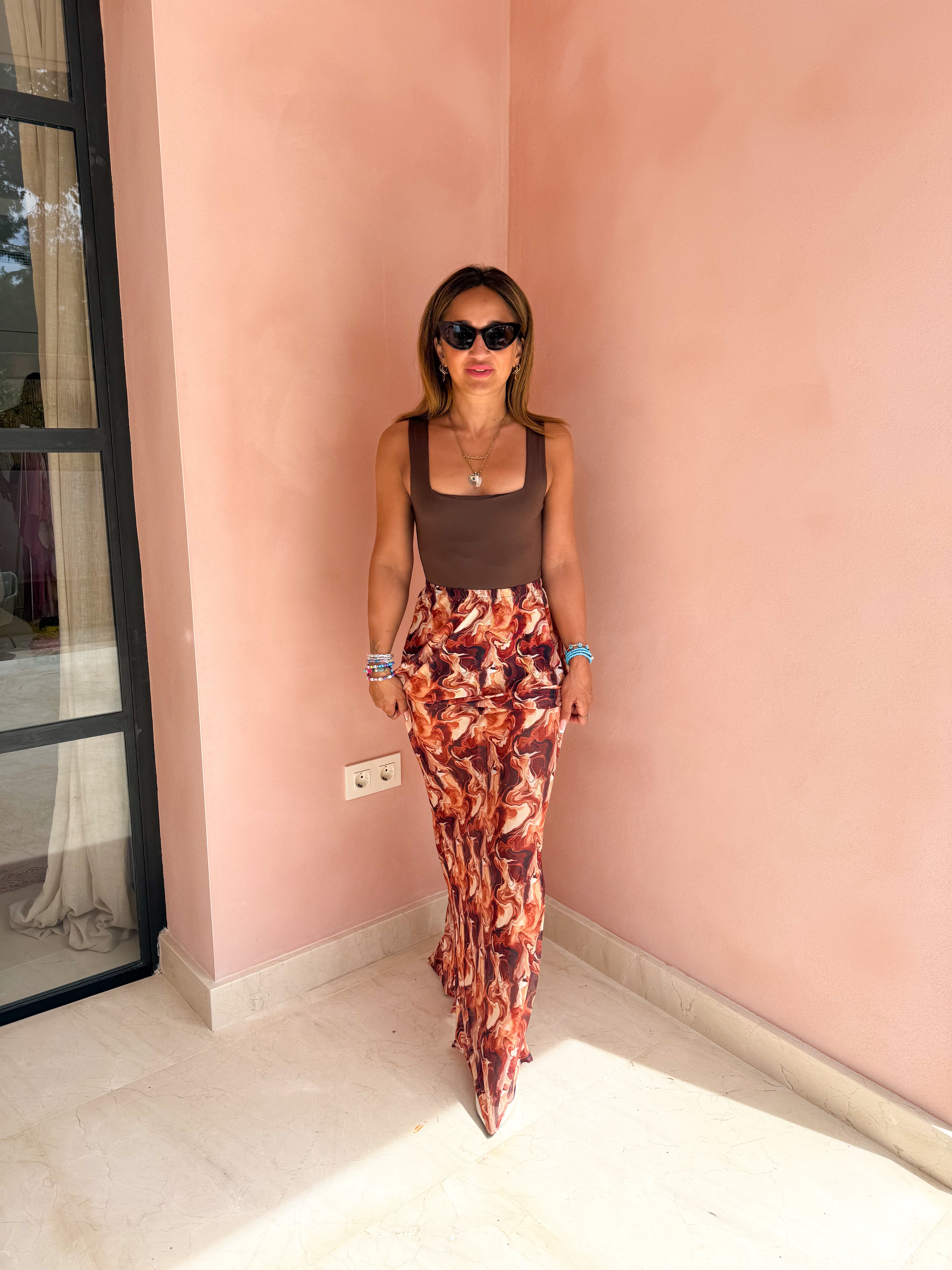 Square Front Bodysuit In Brown