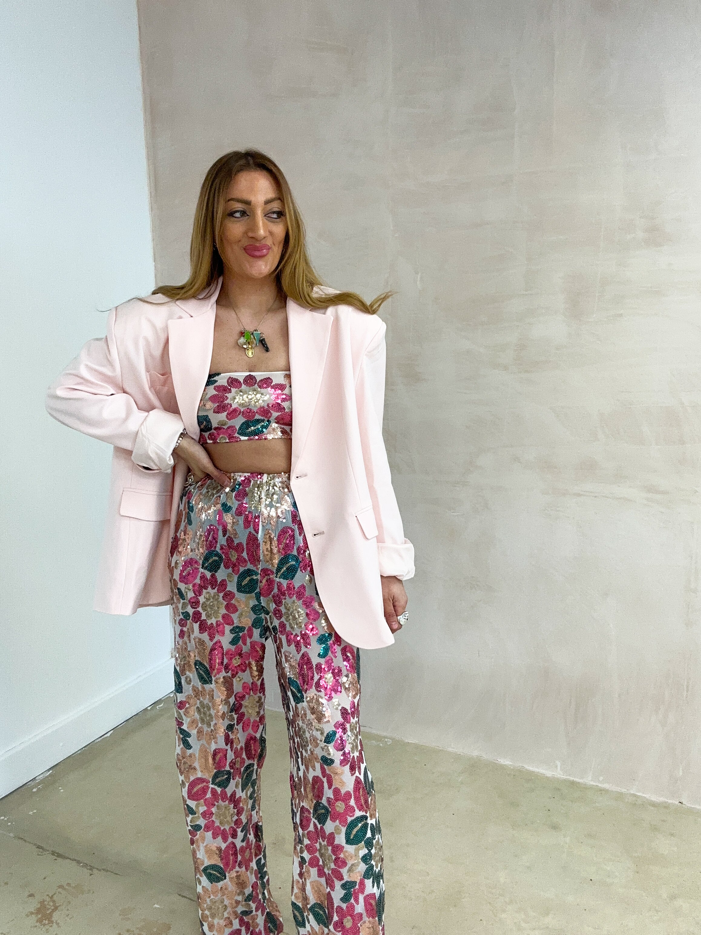 Oversized Slouch Blazer In Baby Pink