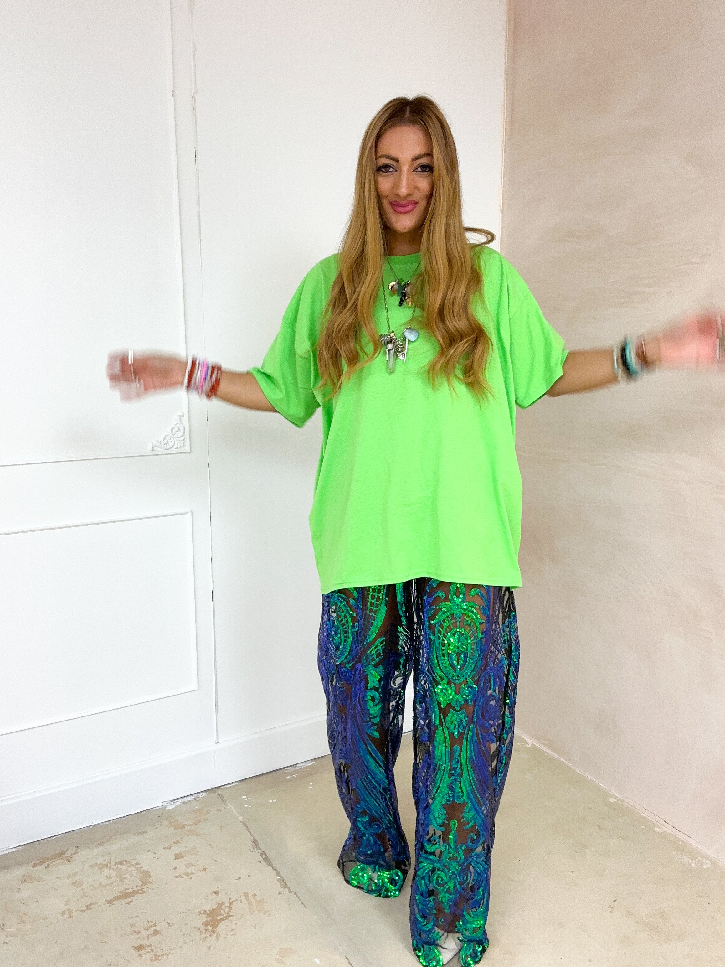 The Solaris Sequin Trousers In Bottle Green