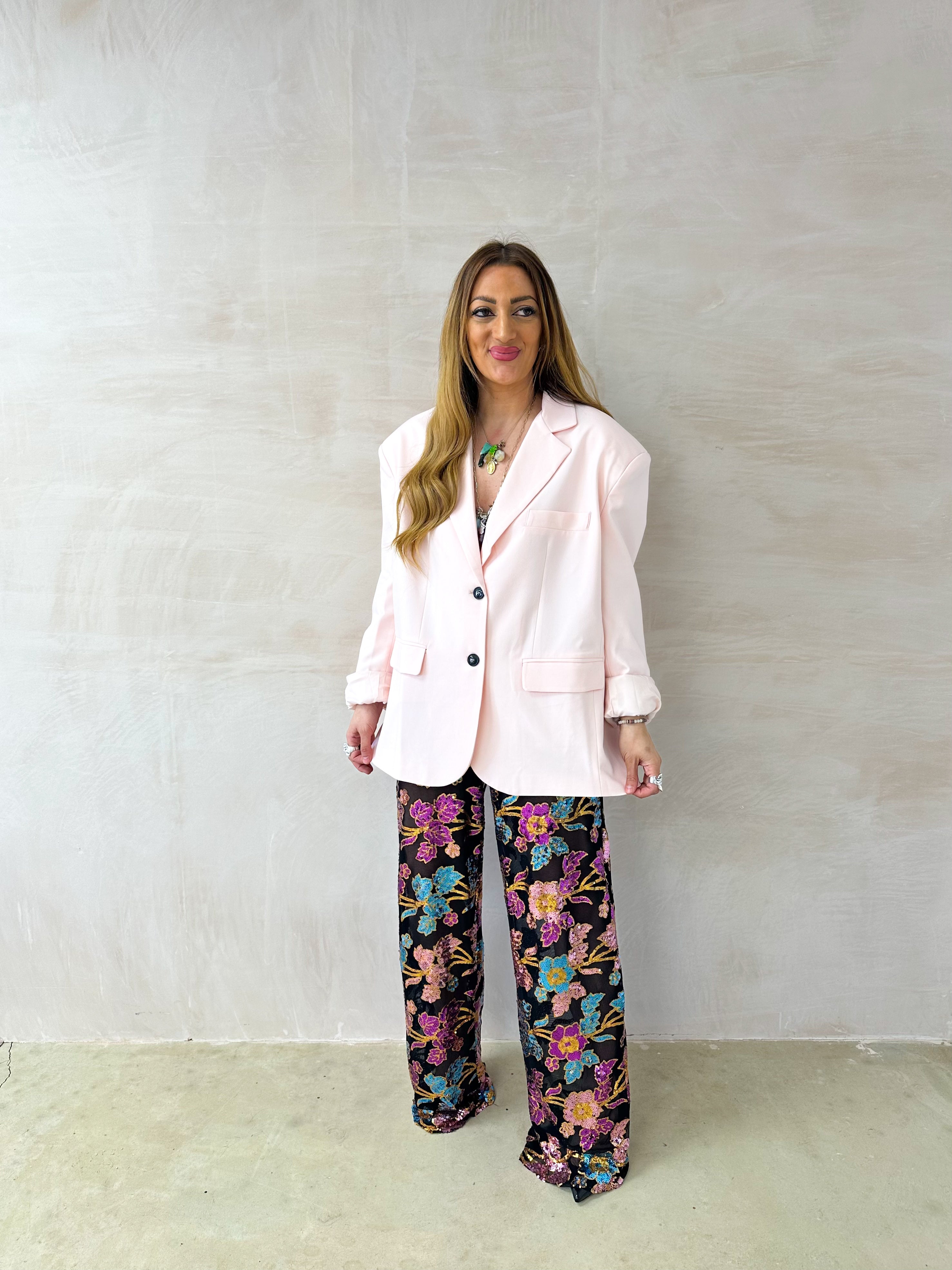 Oversized Slouch Blazer In Baby Pink