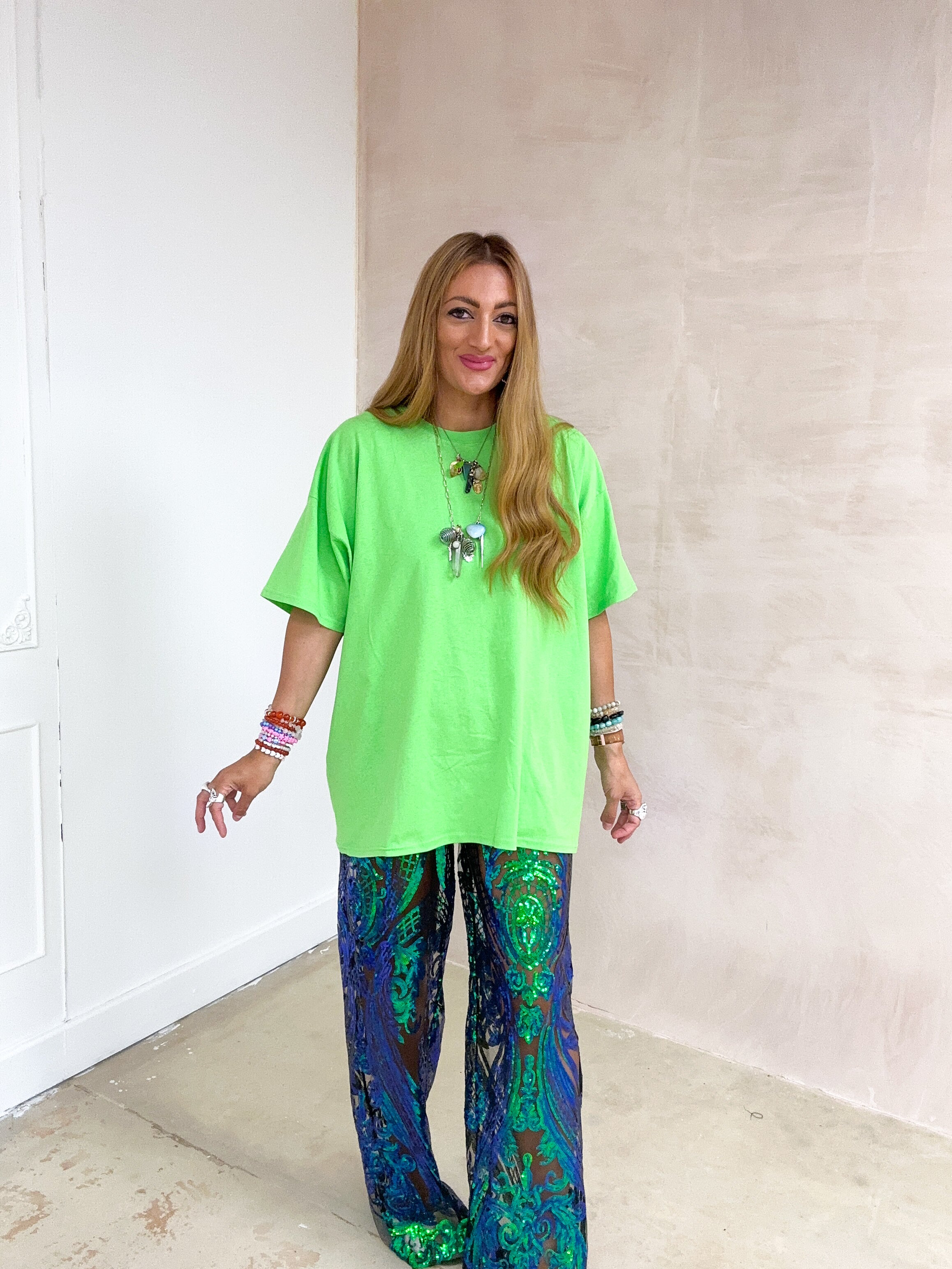 Oversized Basic T-Shirt In Neon Green