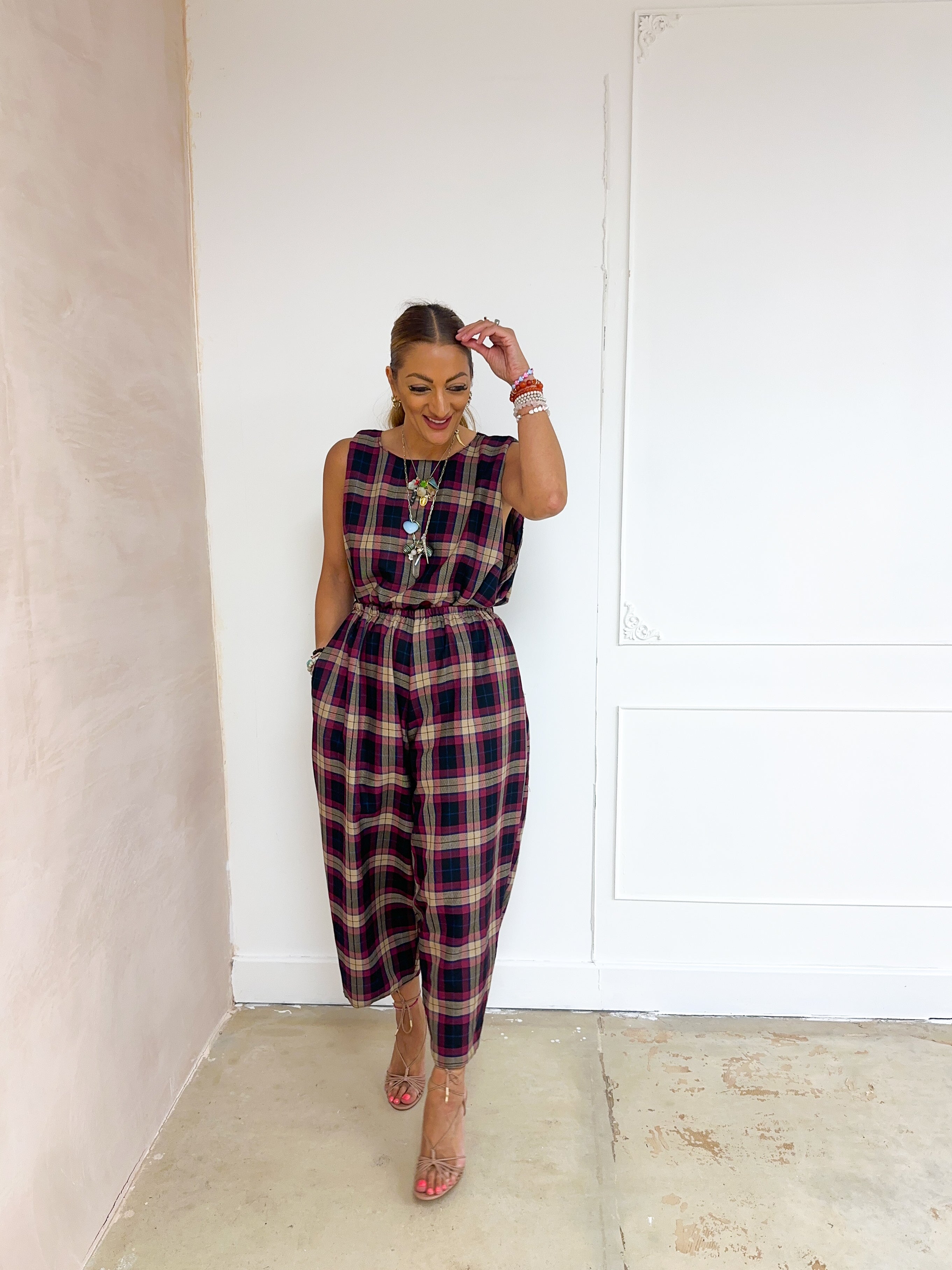 Muse Belted Top/Dress In Purple Tartan