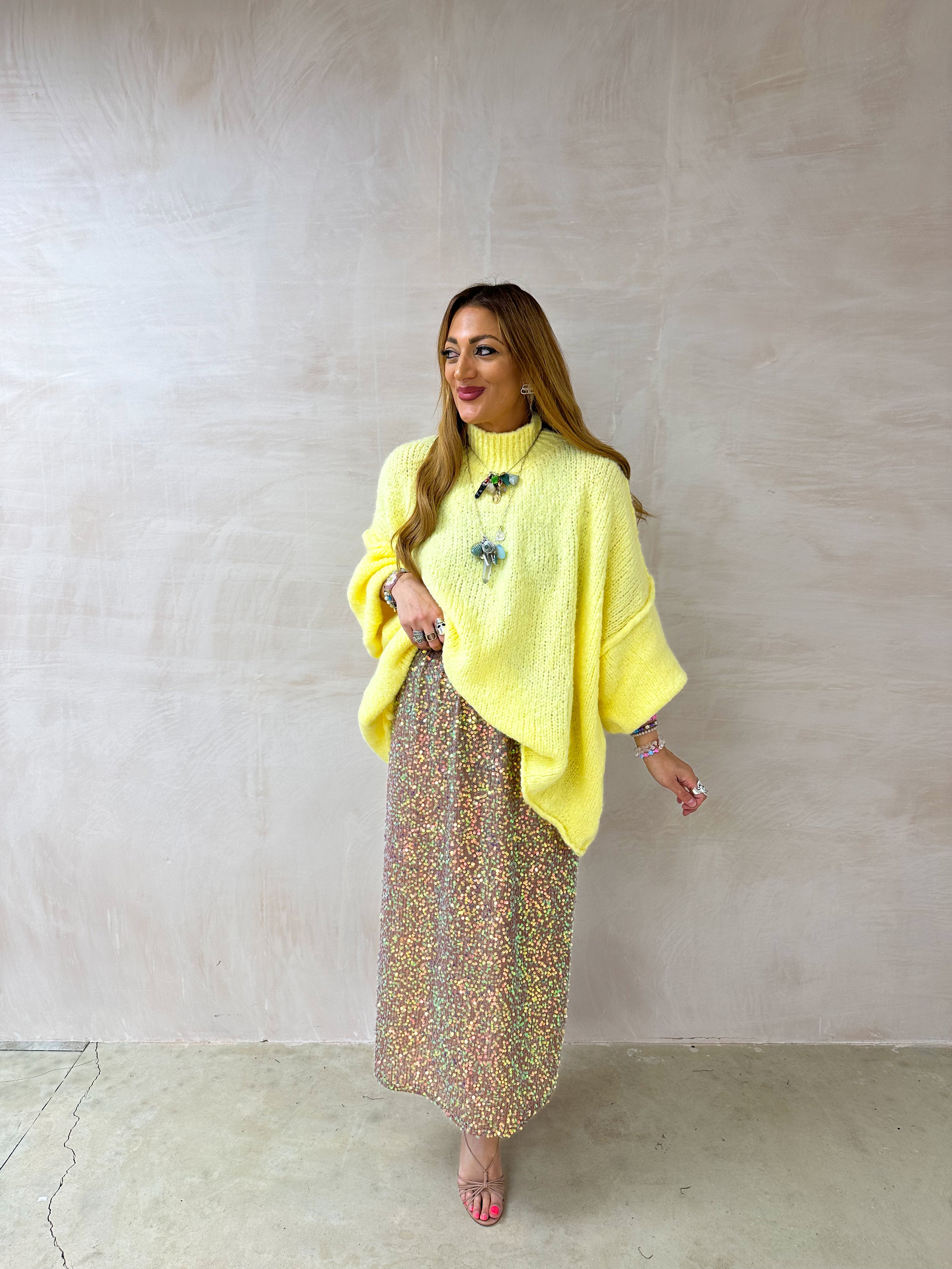 Chunky Knit Oversized Jumper In Yellow