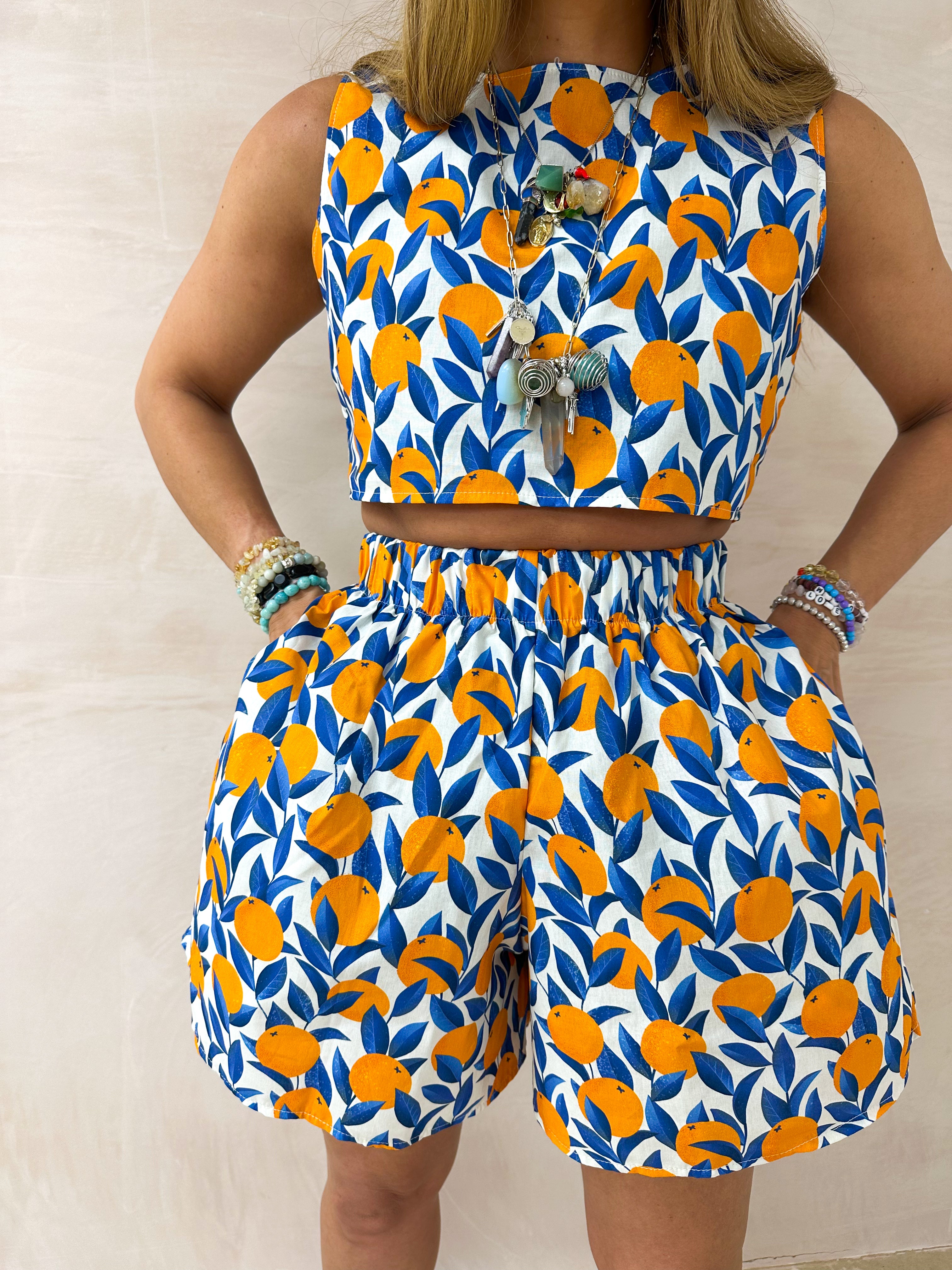 The Sicilia Runner Shorts In Scattered Orange Print