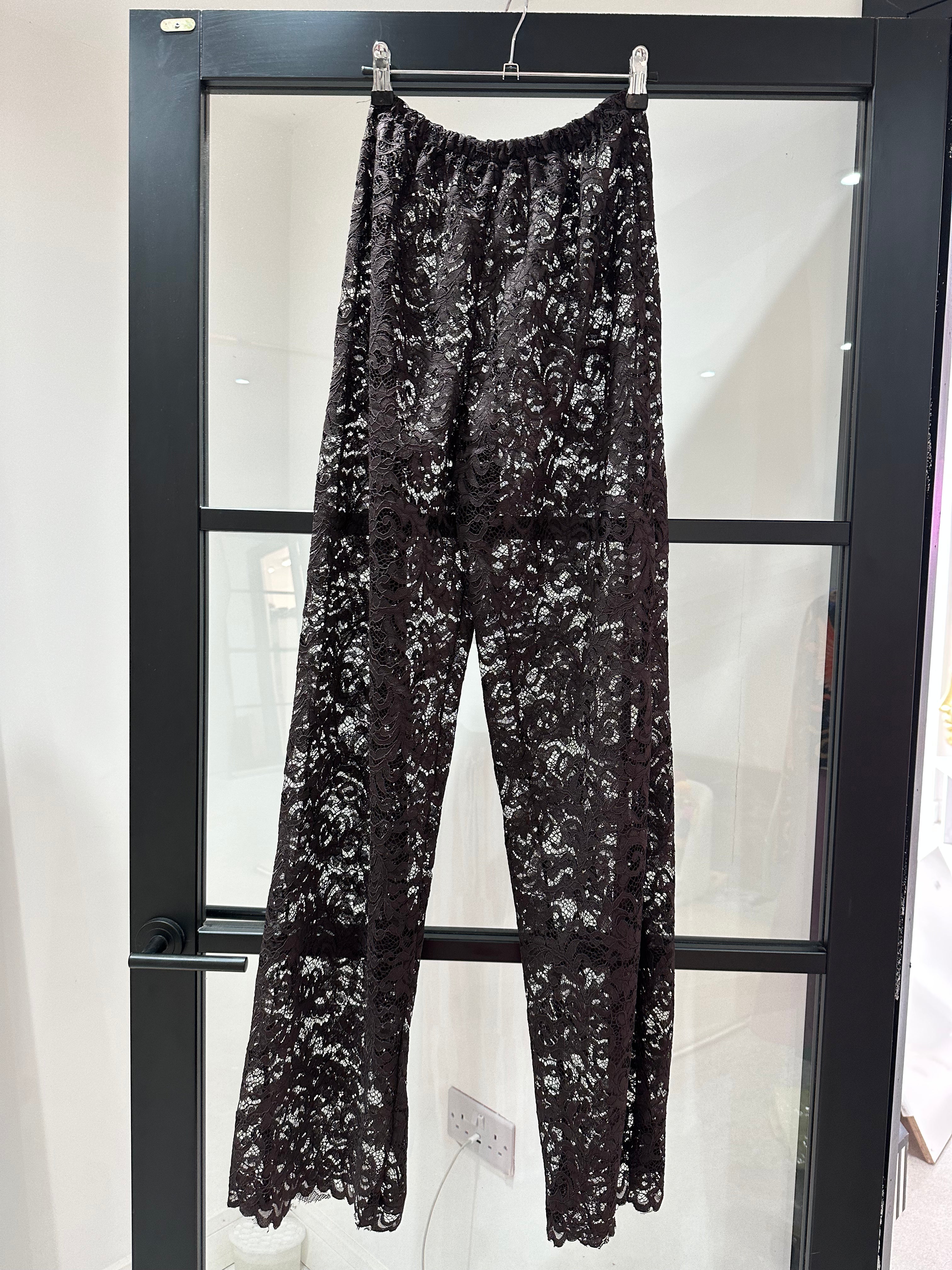 LOT 32 - Wide Leg Lace Trousers In Dark Chocolate Brown