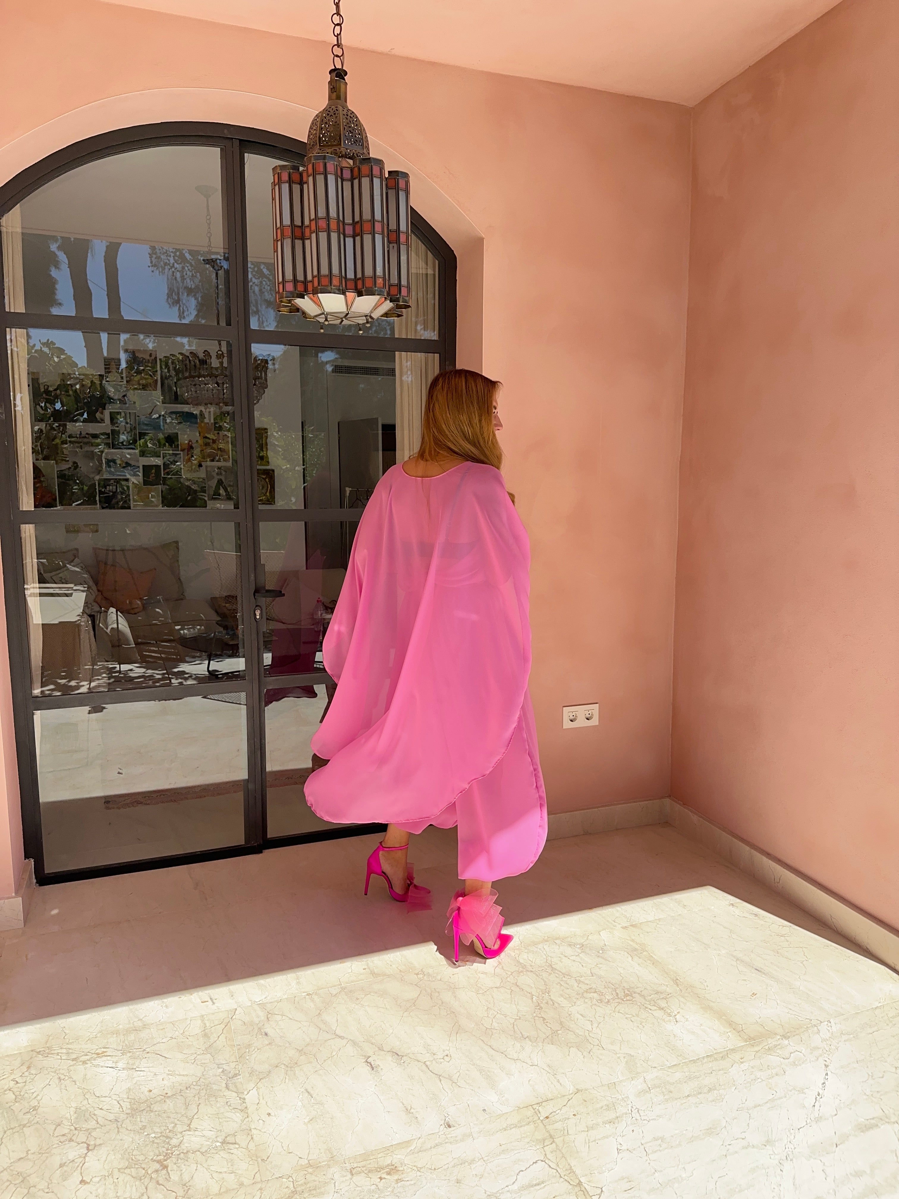 The Jasmine Chiffon Cape Top In Pink