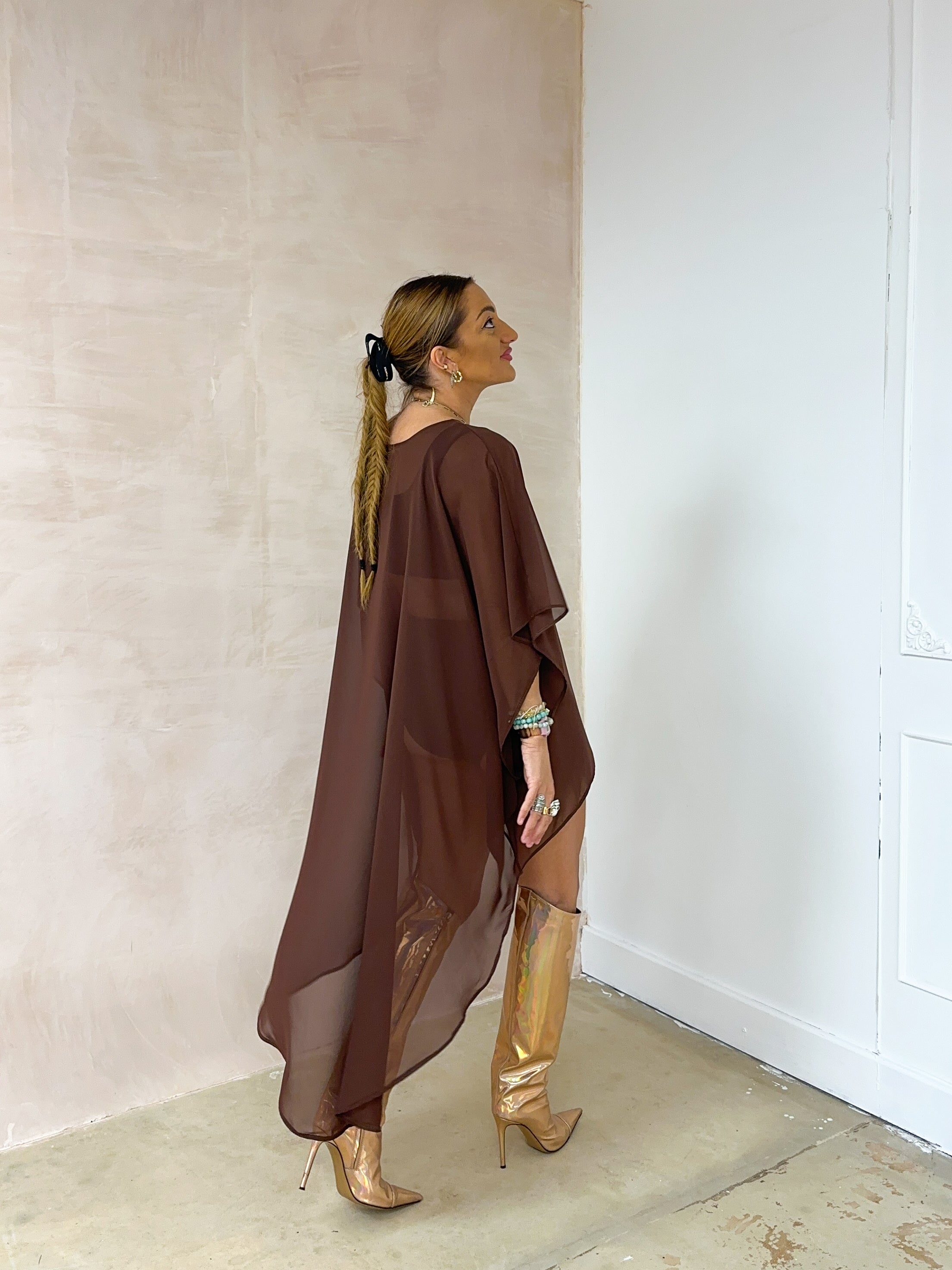 The Jasmine Chiffon Dress In Brown