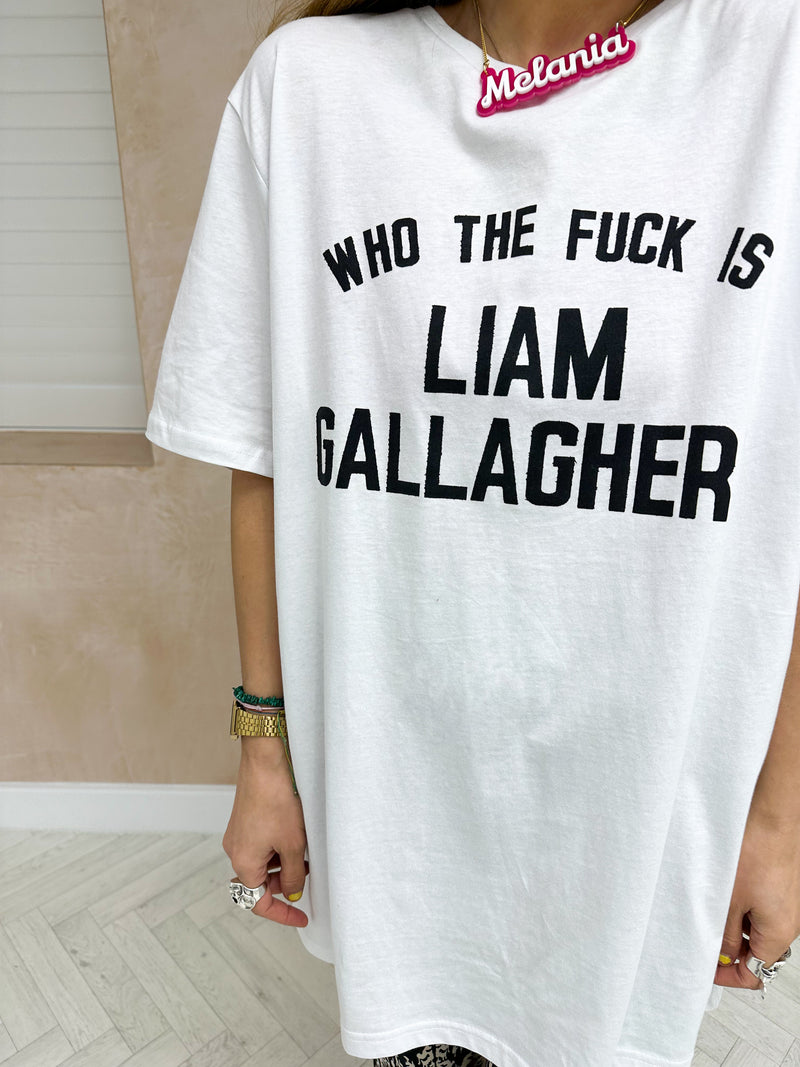 Liam Gallagher 'Who The F*ck' T-Shirt In White