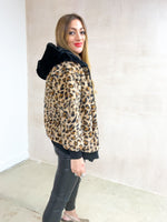 Faux Fur Bomber Jacket In Leopard Print