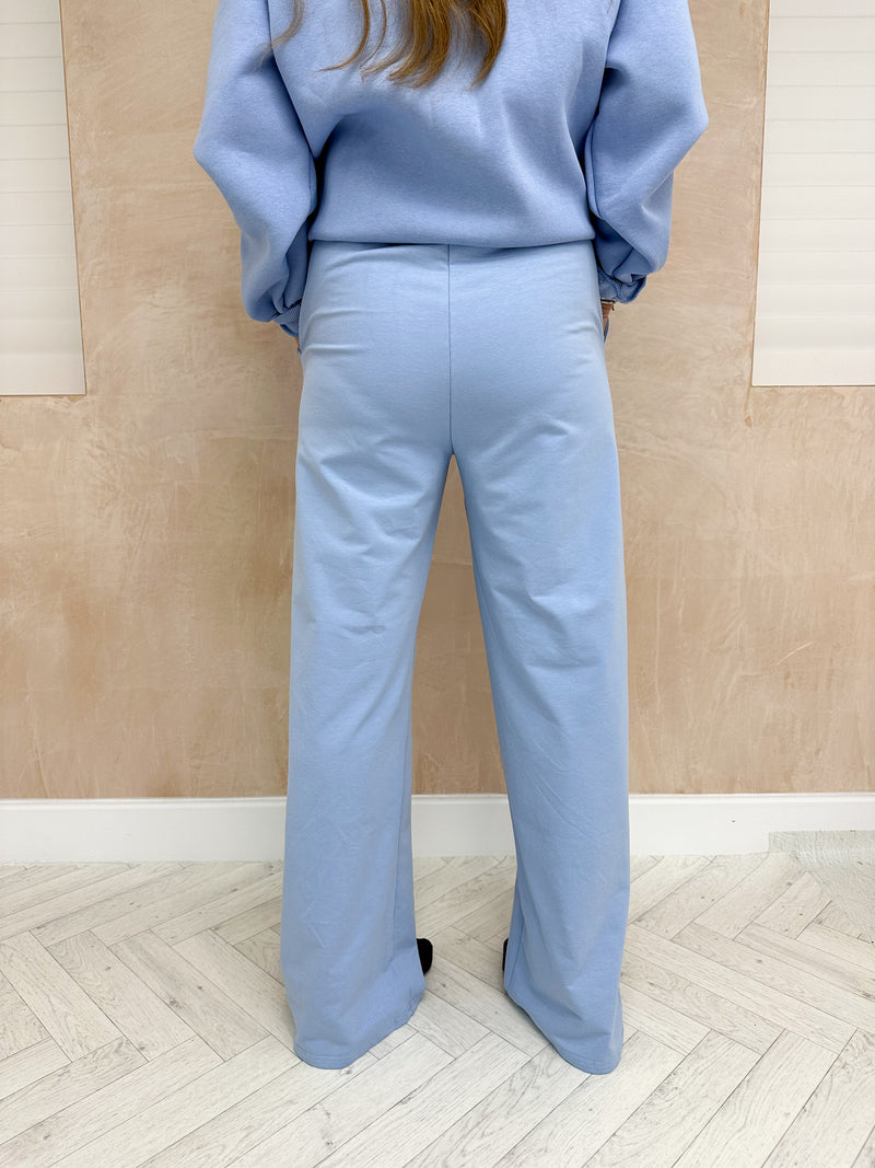 Drawstring Detail High Waisted Joggers In Baby Blue