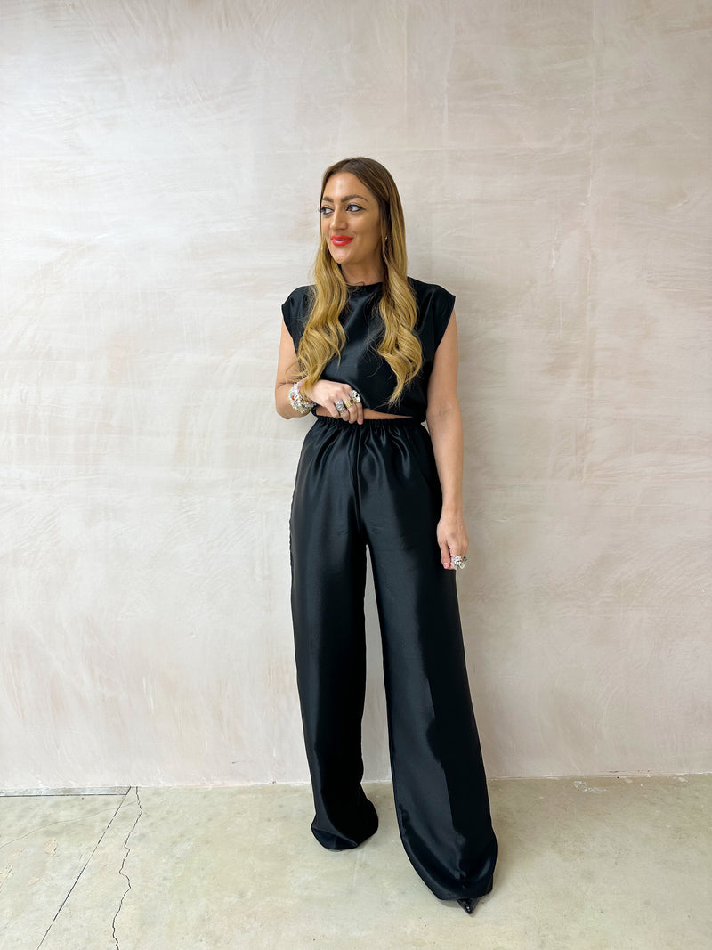 The Midnight Wide Leg Trousers In Black