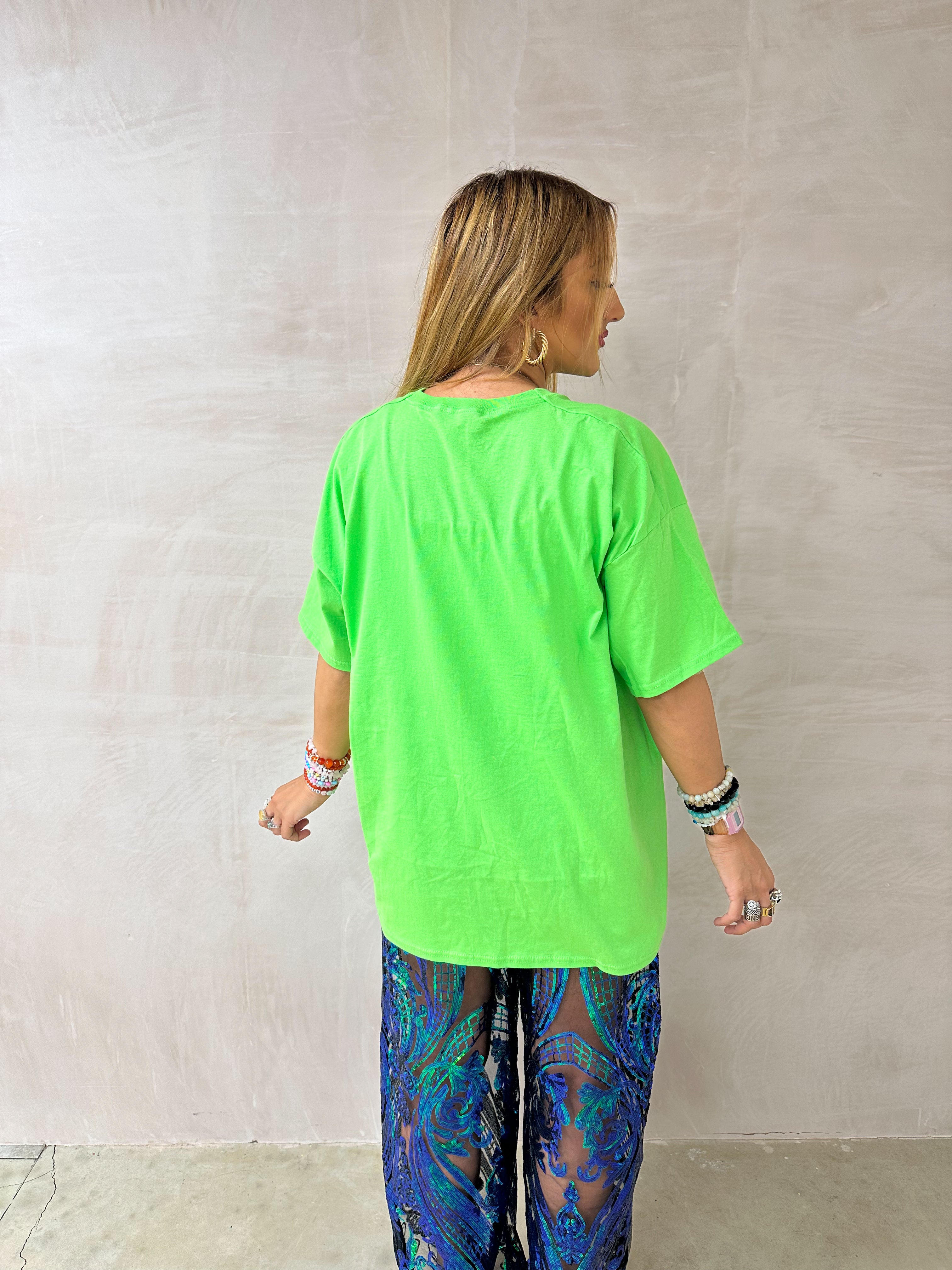 Oversized Basic T-Shirt In Neon Green