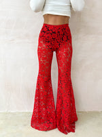 Petite - Fairytale Lace Extreme Flare Trousers In Red