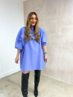 Puff Sleeve Sweatshirt Dress In Violet