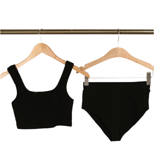 Crop Rib Jersey Bralette In Black