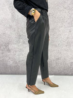High Waisted Faux Leather Trousers In Black