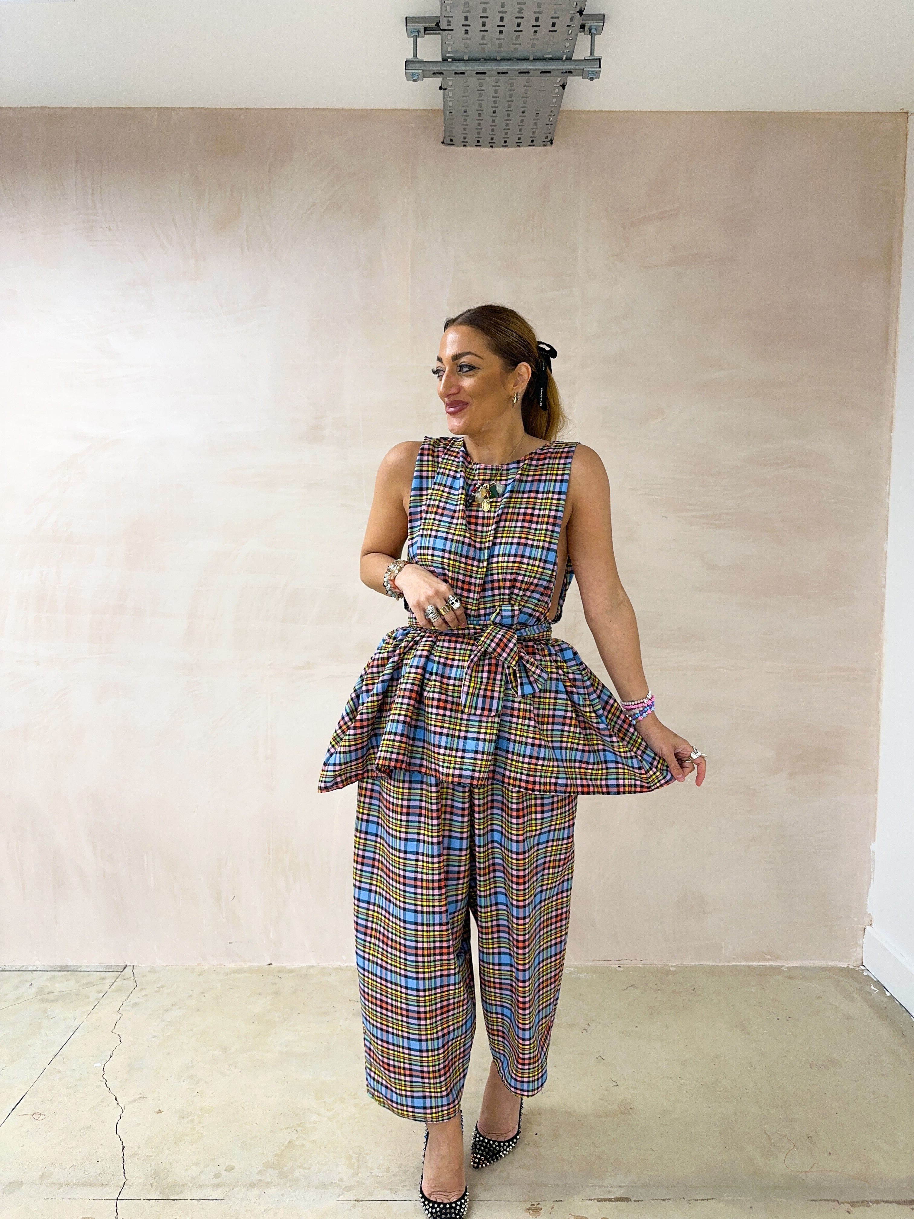 Muse Balloon Trousers In Multi Coloured Tartan