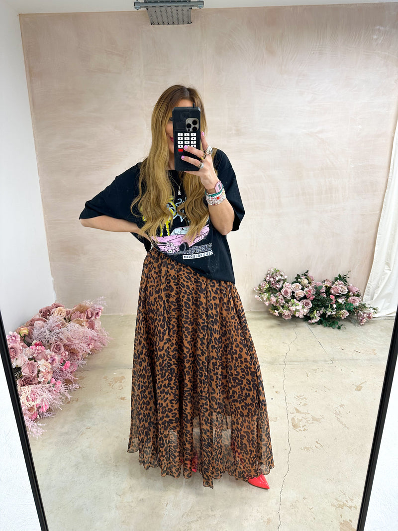 Full Floaty Maxi Skirt In Leopard Print