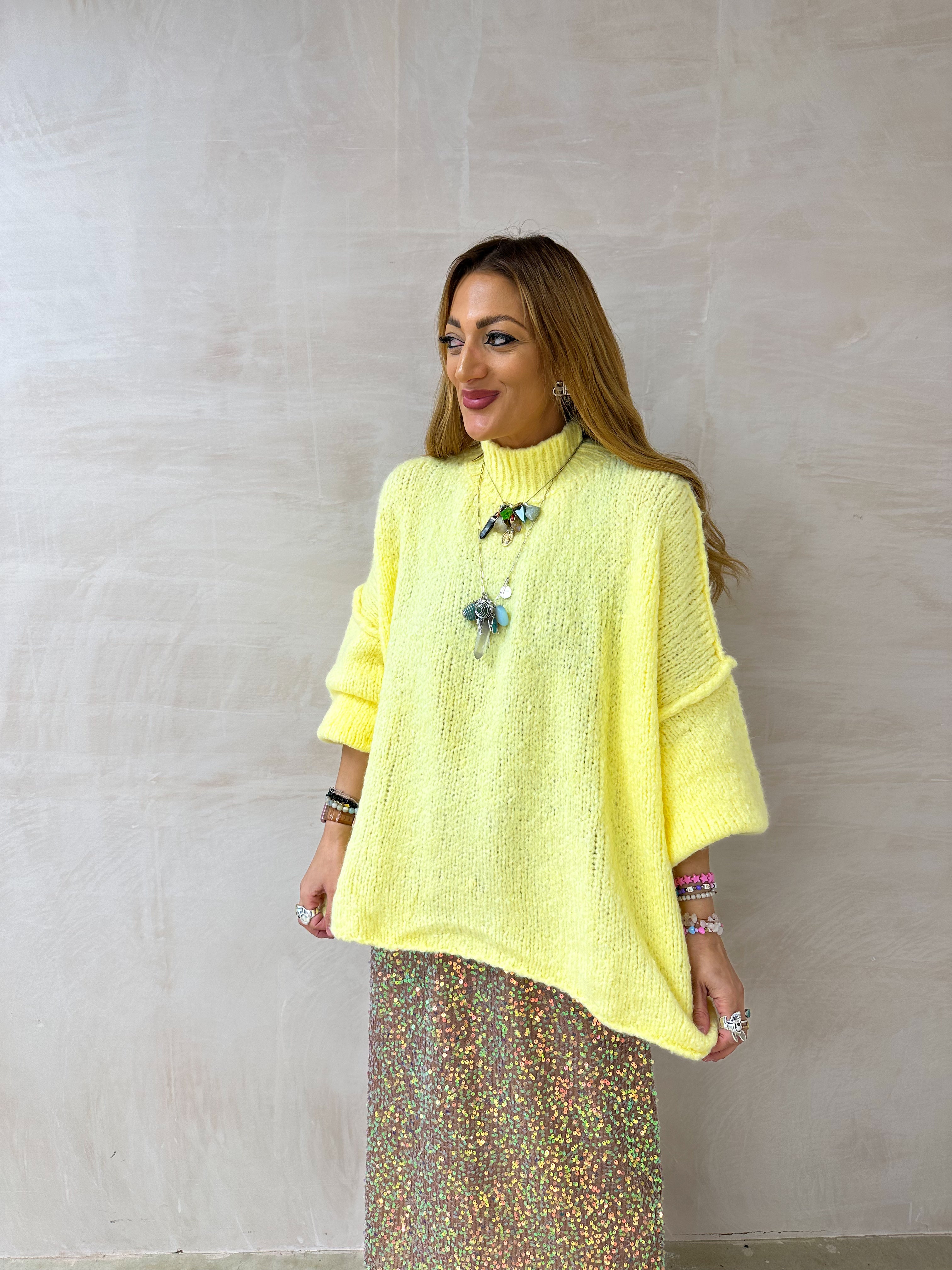 Chunky Knit Oversized Jumper In Yellow