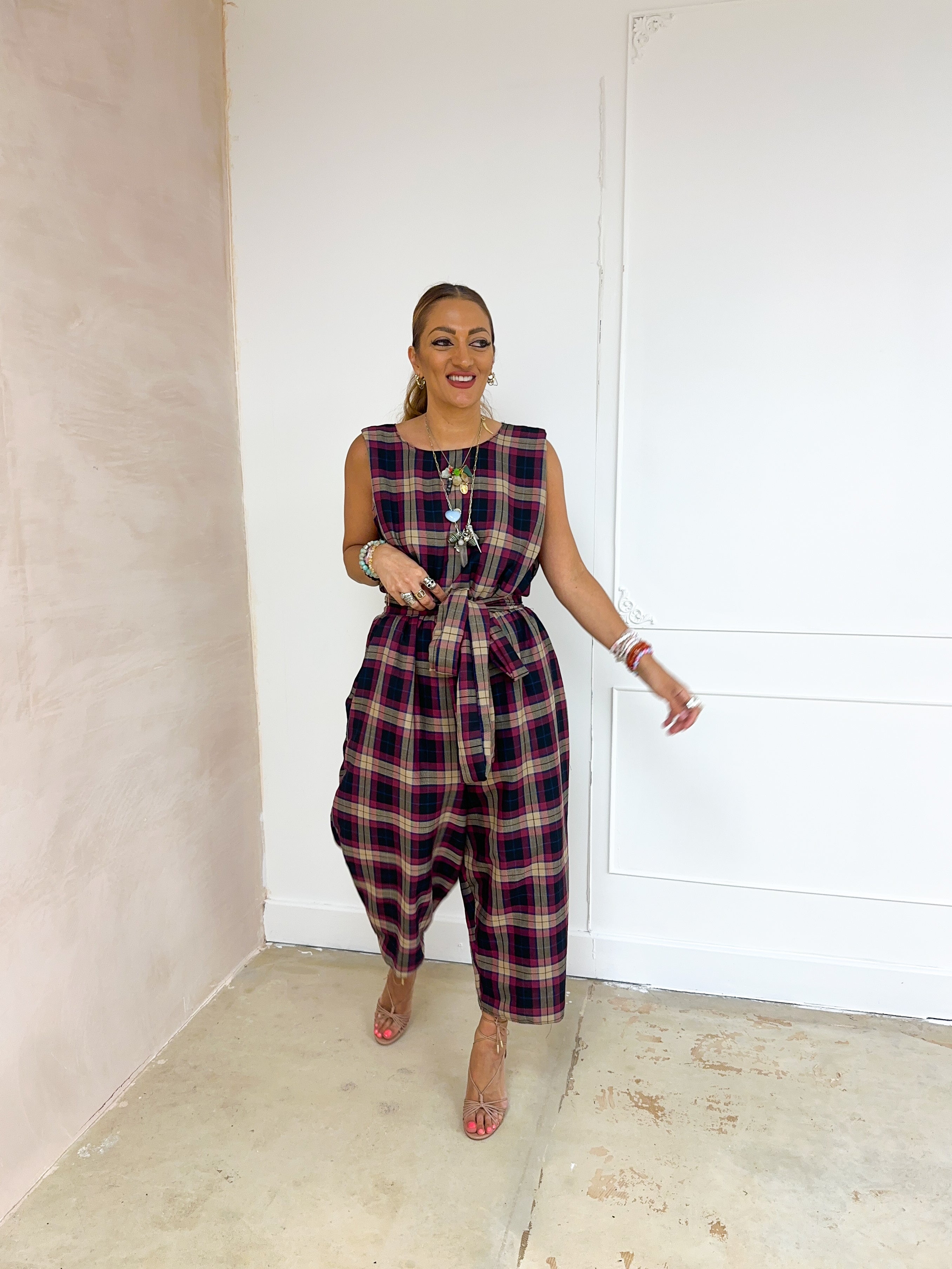 Muse Balloon Trousers In Purple Tartan