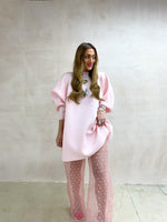 Sheer Wide Leg Spotty Trousers In Pink