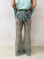 The Midnight Sequin Extreme Flares In Sage Green