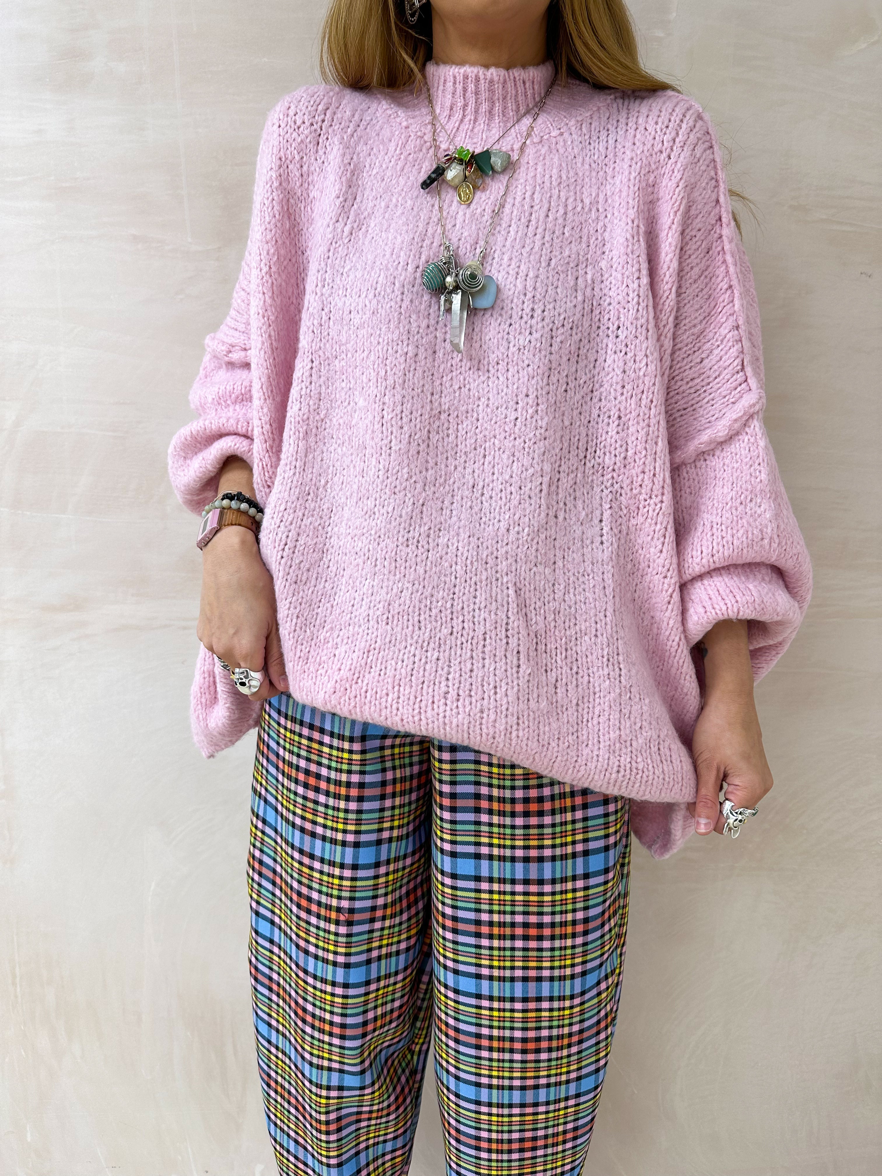 Chunky Knit Oversized Jumper In Pink
