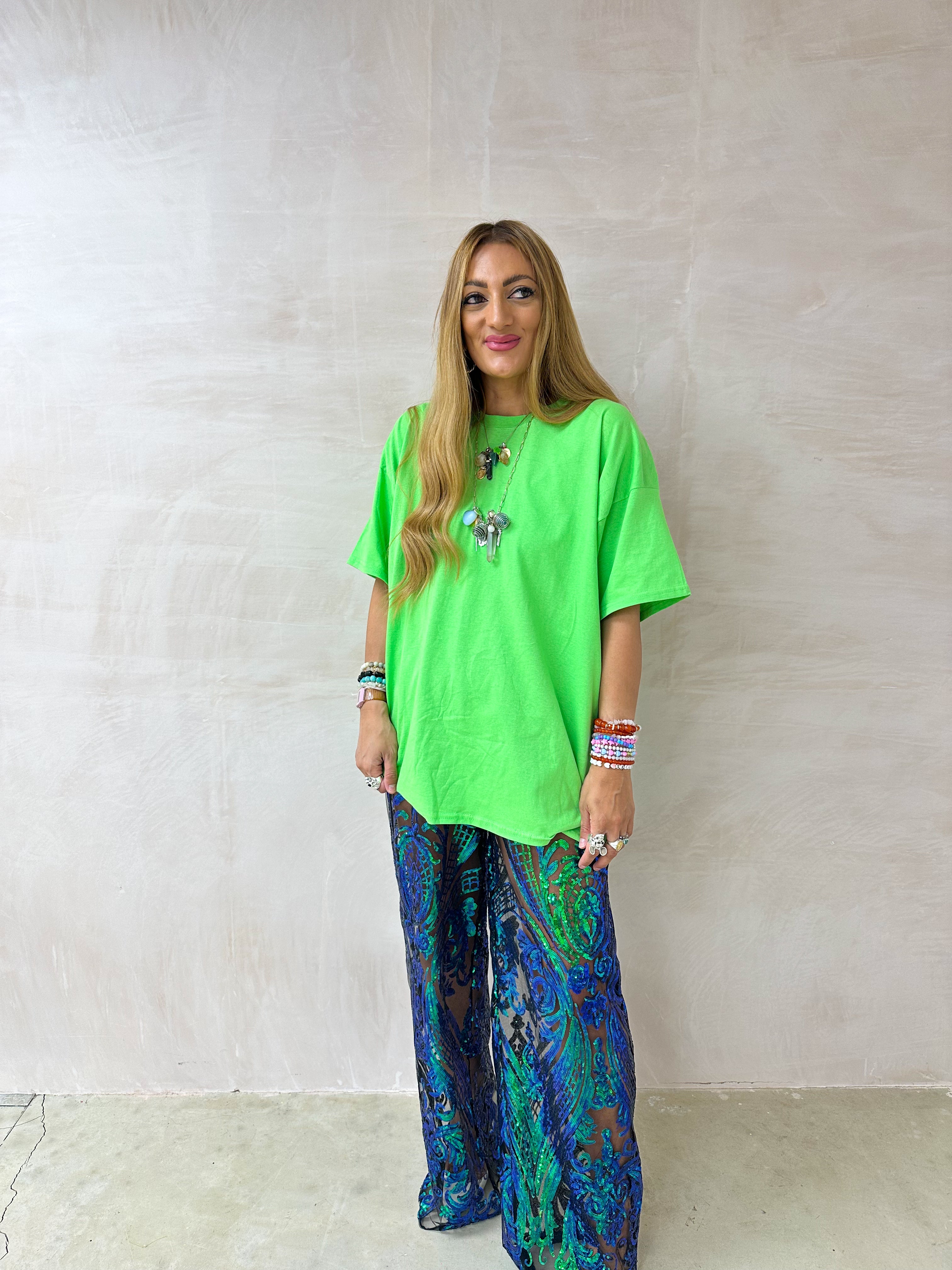 Oversized Basic T-Shirt In Neon Green