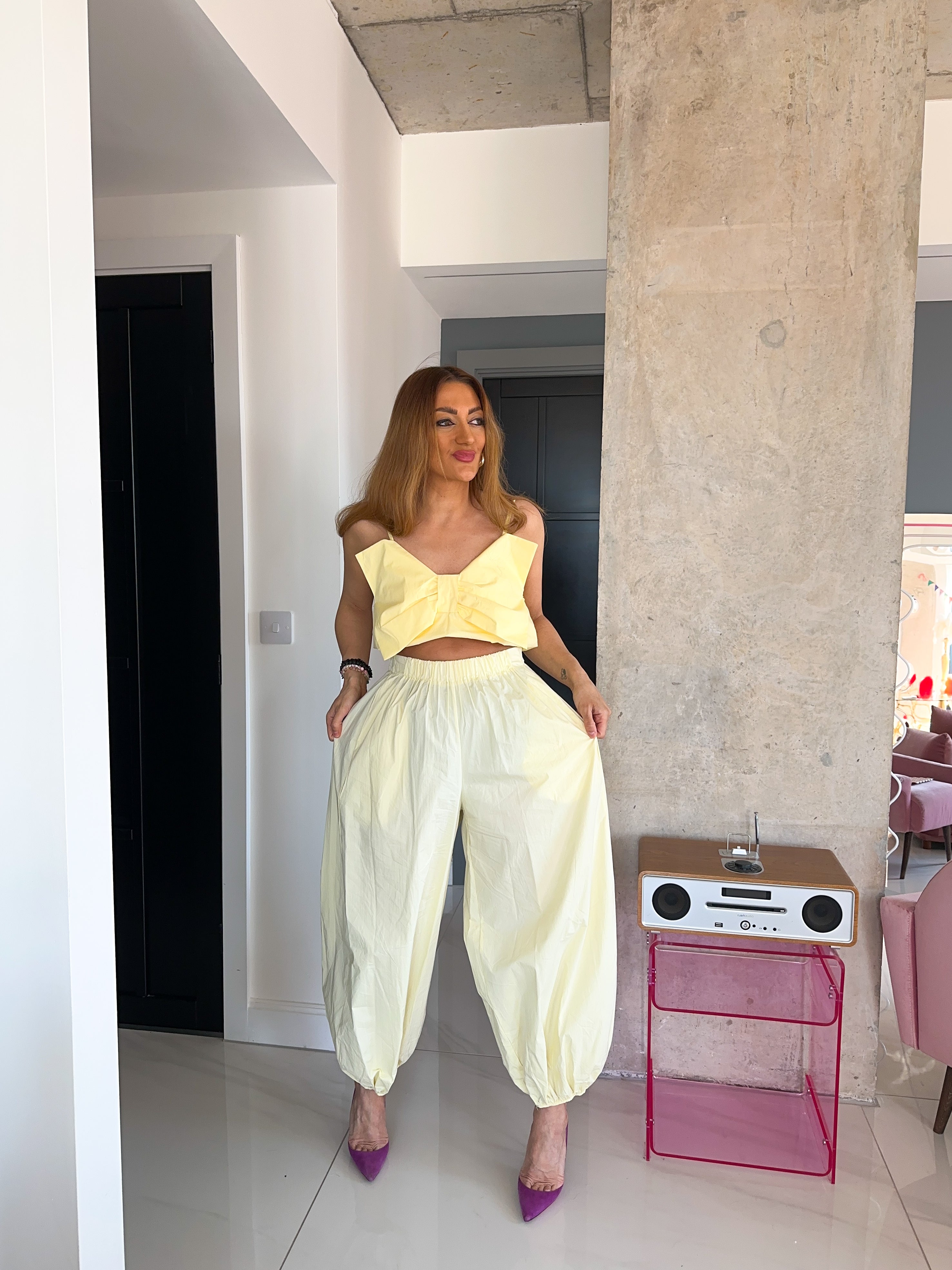 Bow Front Cami Top In Yellow
