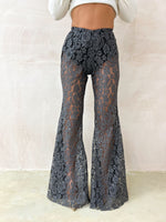 Petite - Fairytale Lace Extreme Flare Trousers In Grey